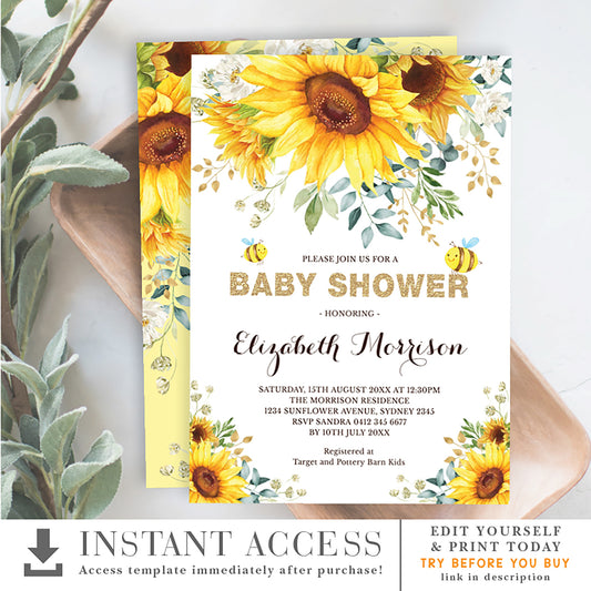 Bee Baby Shower Invitation