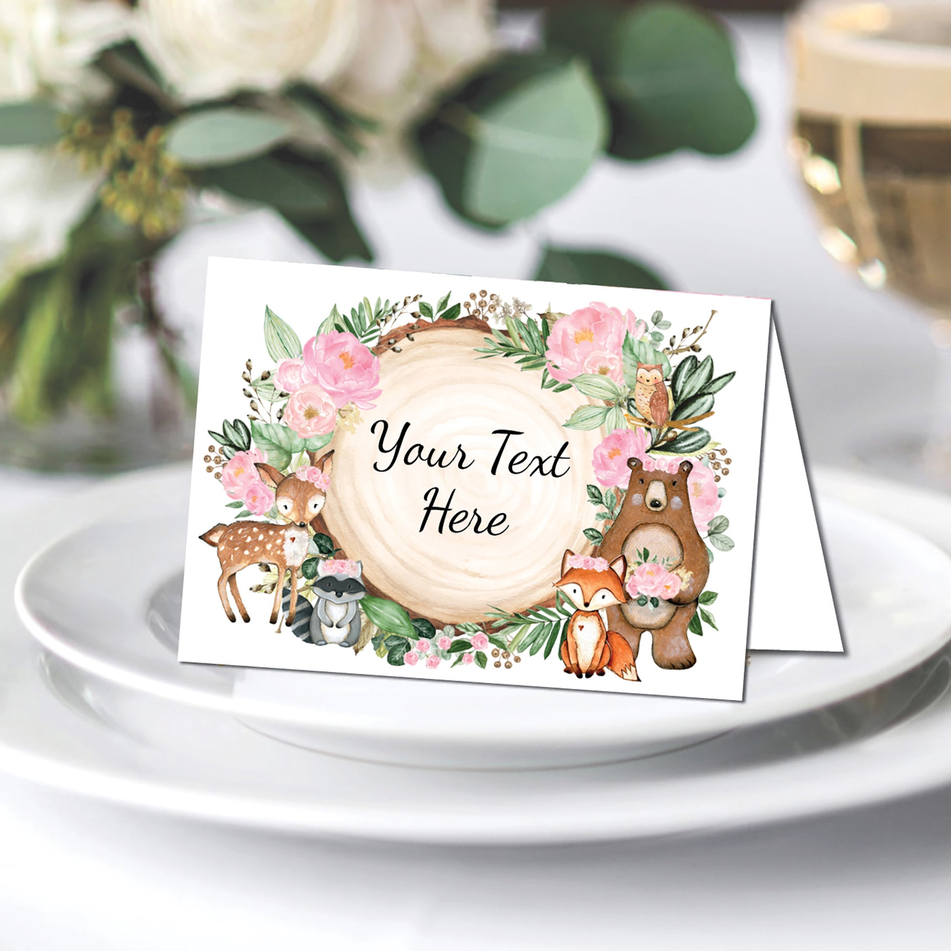 Woodland Animals Party Table Place Cards