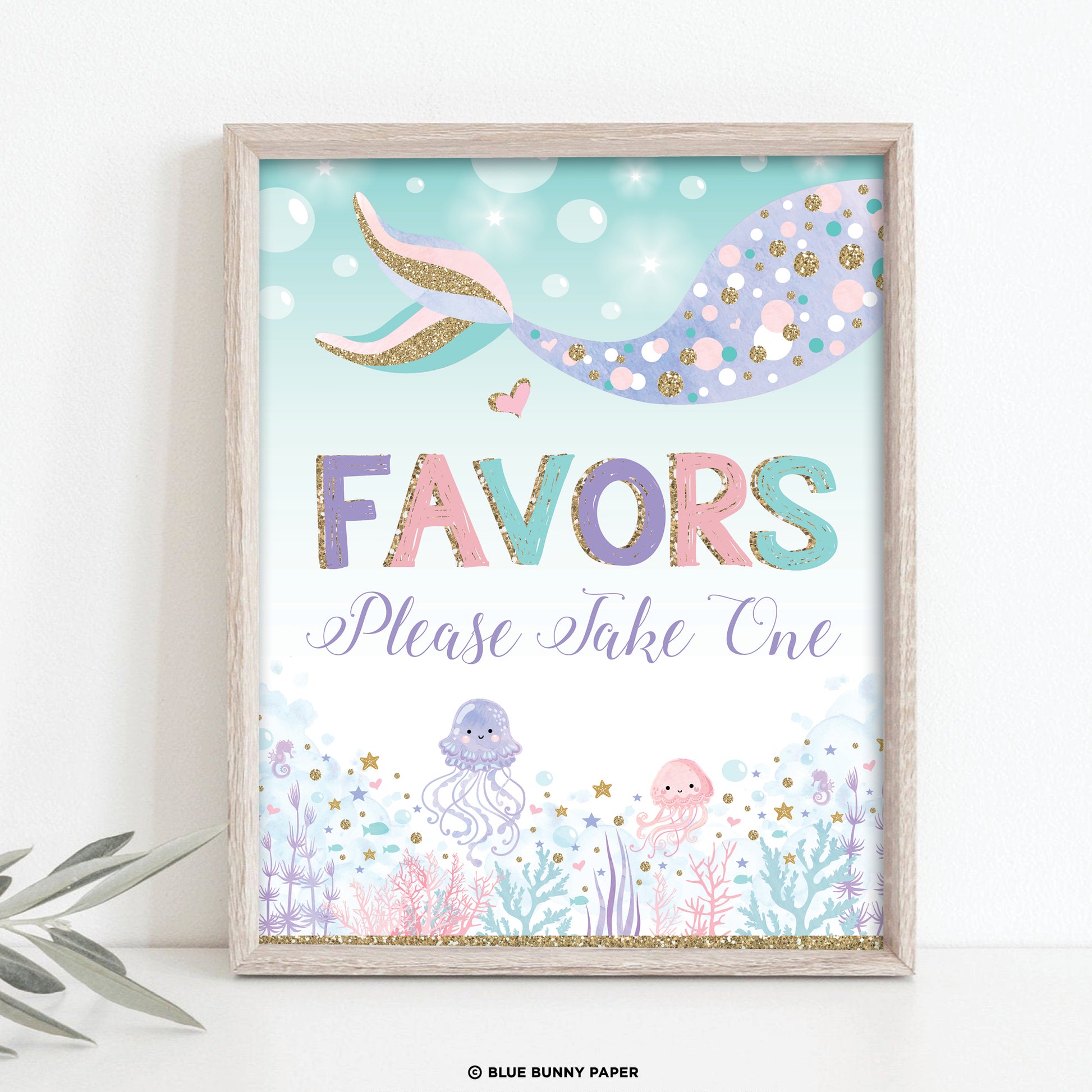 Mermaid Favors Party Sign