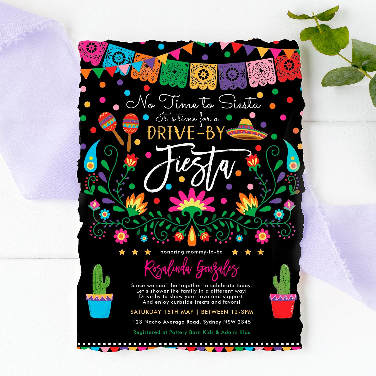 Mexican Fiesta Drive by Baby Shower Invitation