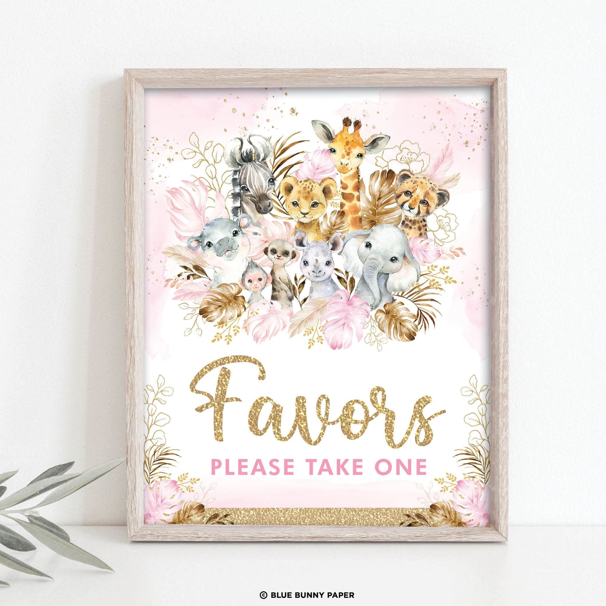 Printable Pink Safari Favors Party Sign