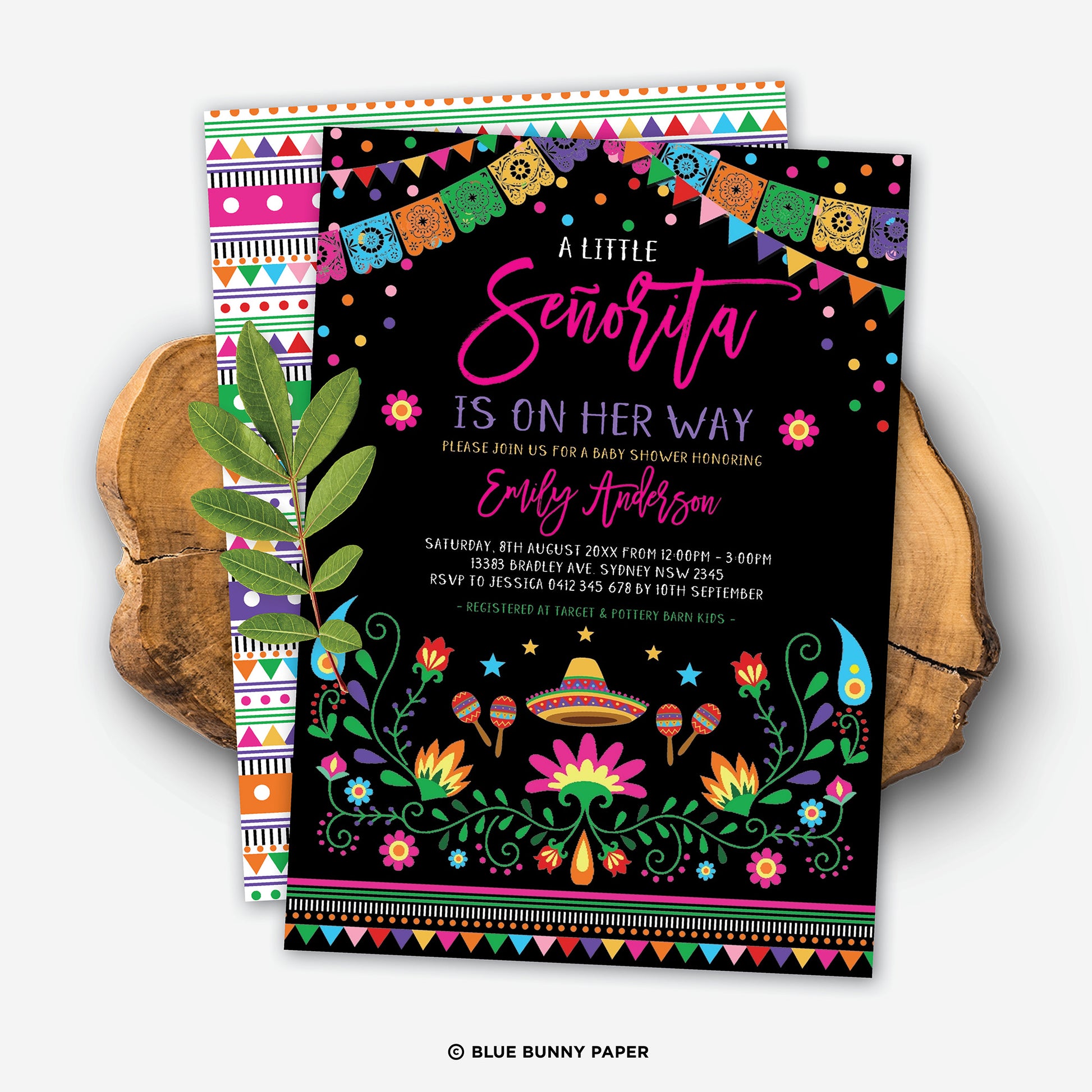 Mexican Fiesta Little Senorita Baby Shower Invite