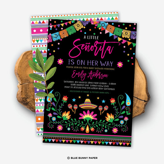 Mexican Fiesta Little Senorita Baby Shower Invite