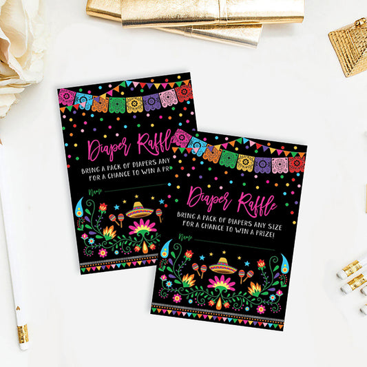 Mexican Fiesta Baby Shower Diaper Raffle Card