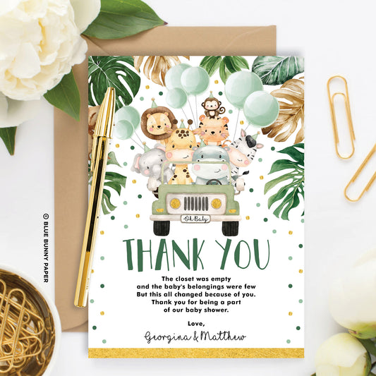 Jungle Animals Thank You Card