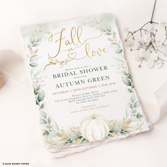Pumpkin Fall In Love Bridal Shower Invitation