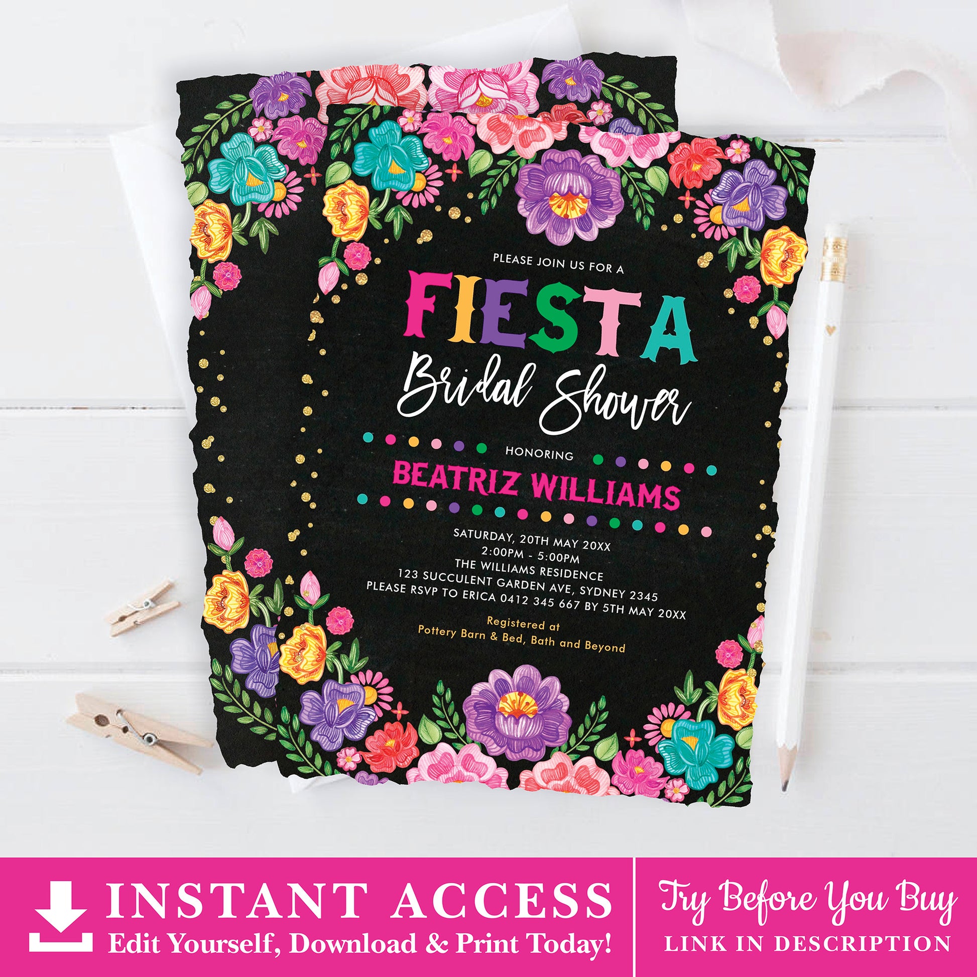 Mexican Fiesta Bridal Shower Invite