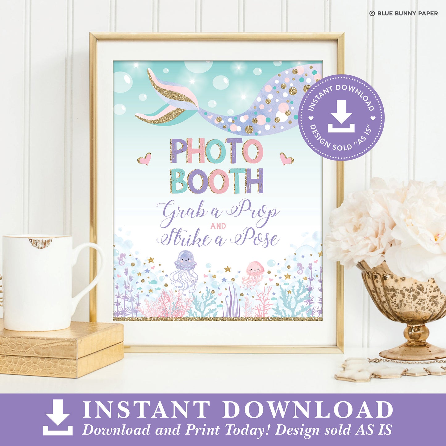 Mermaid Photo Booth Party Sign