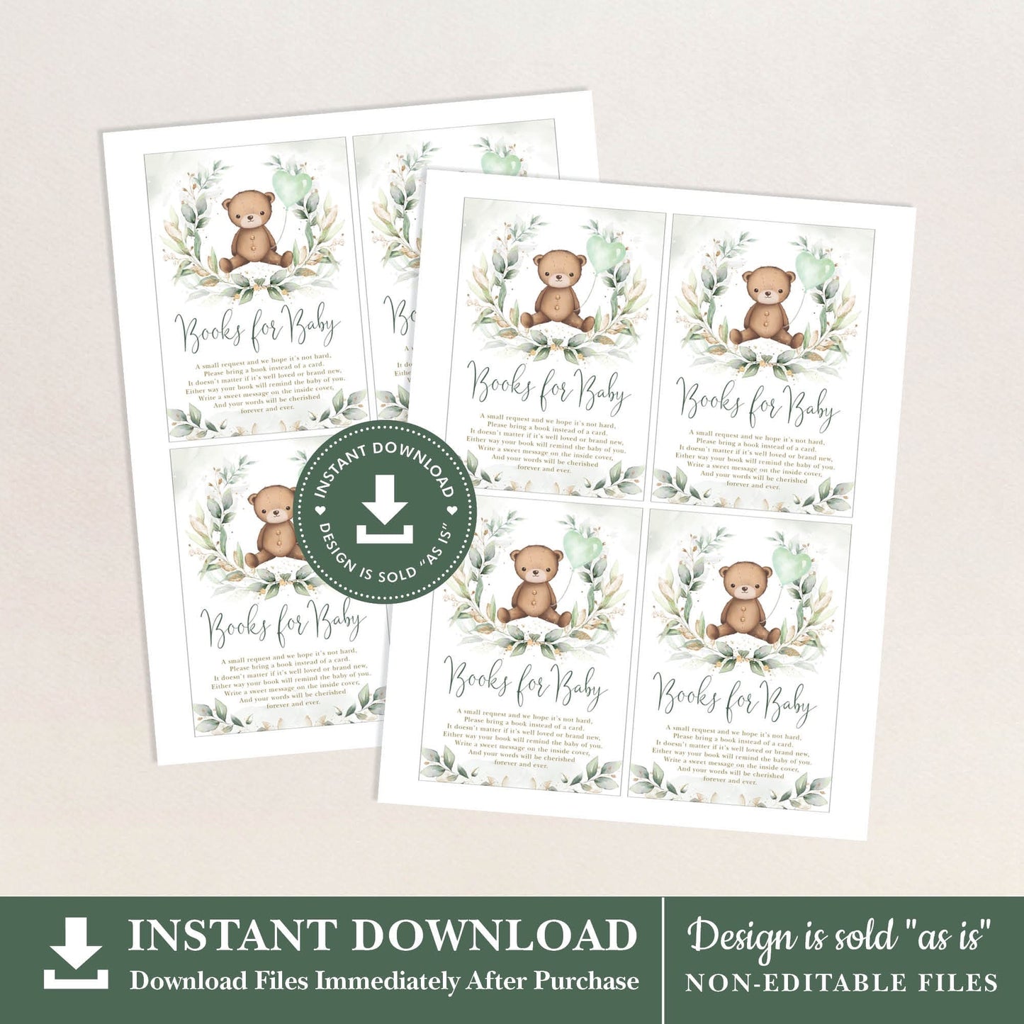 Teddy Bear Book Request Insert Card