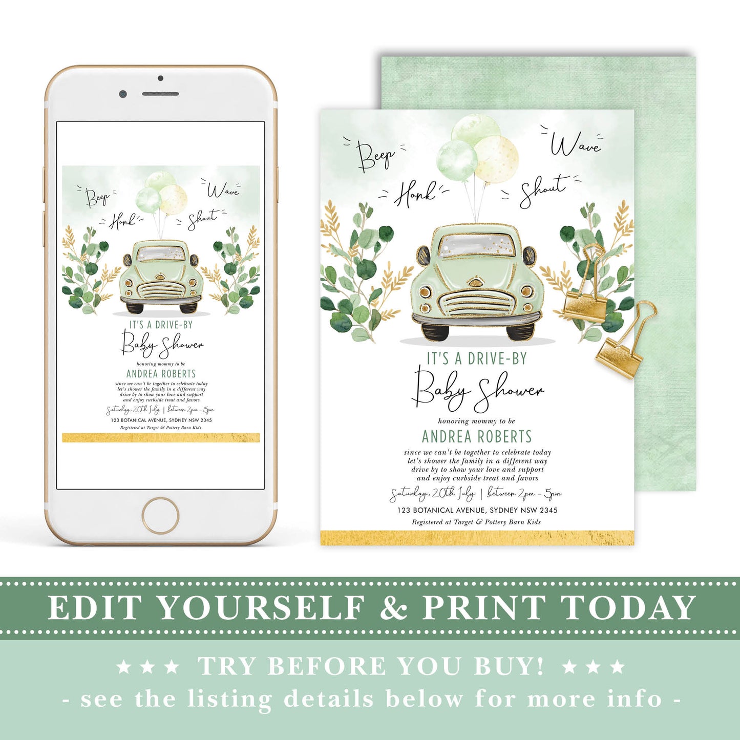 Drive By Baby Shower Invite