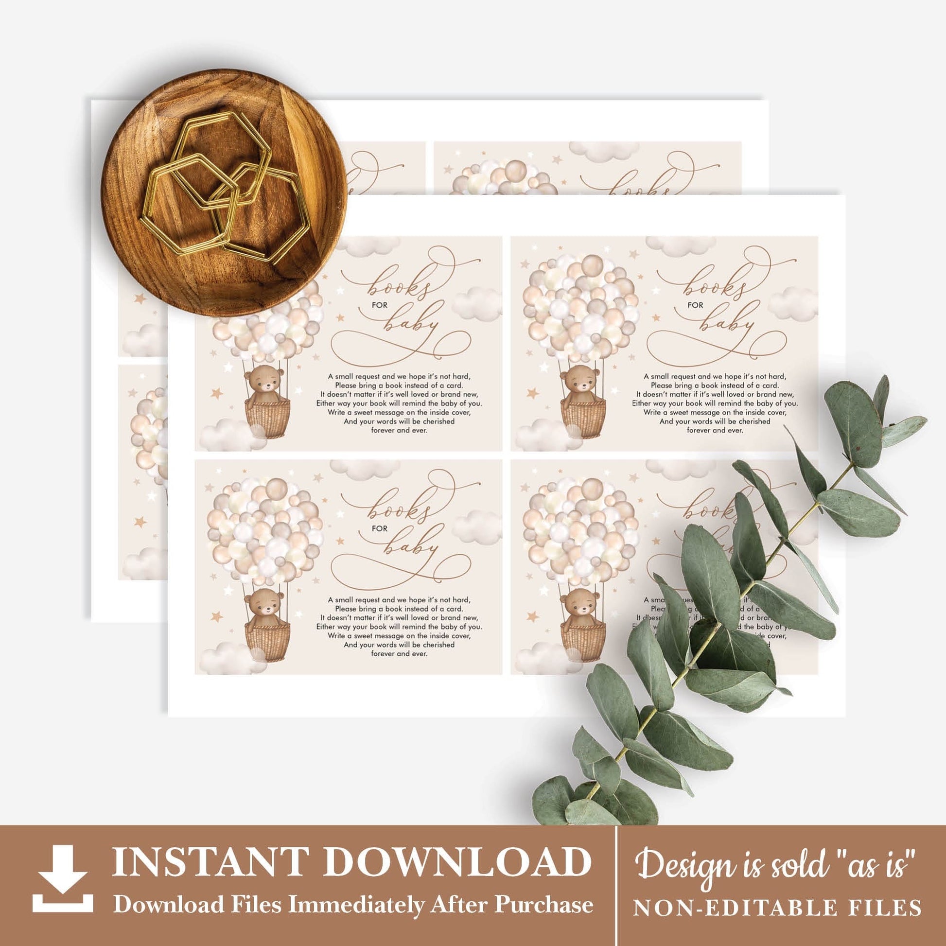 Teddy Bear Baby Shower Book Request Card