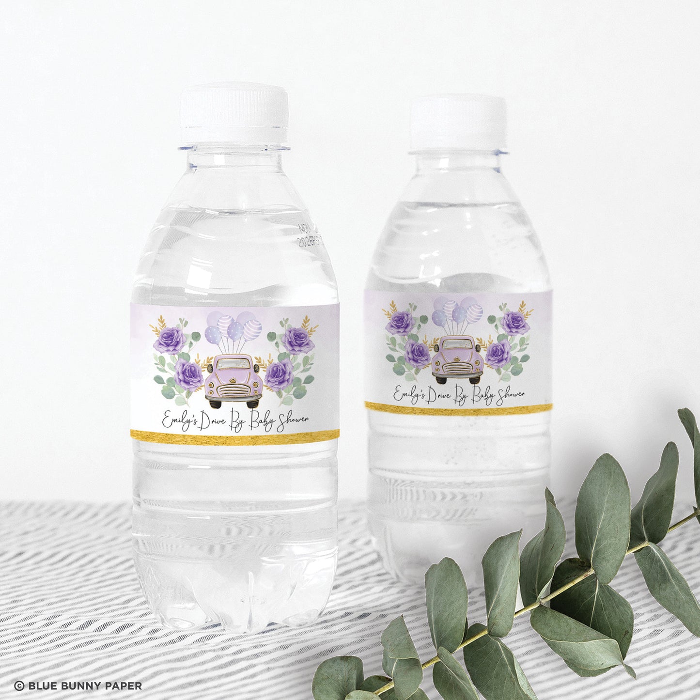 Purple Car Water Bottle Labels