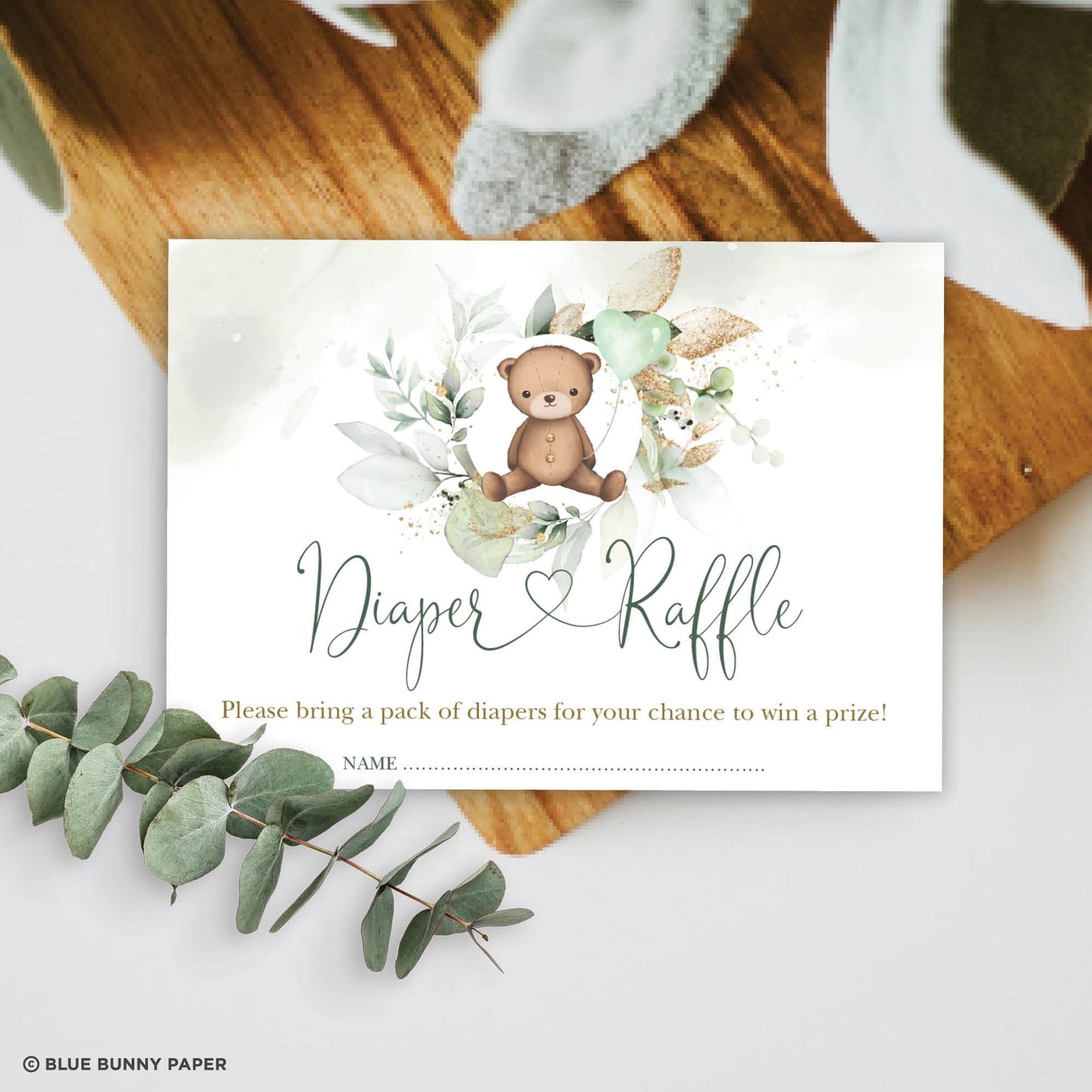 Teddy Bear Diaper Raffle Card