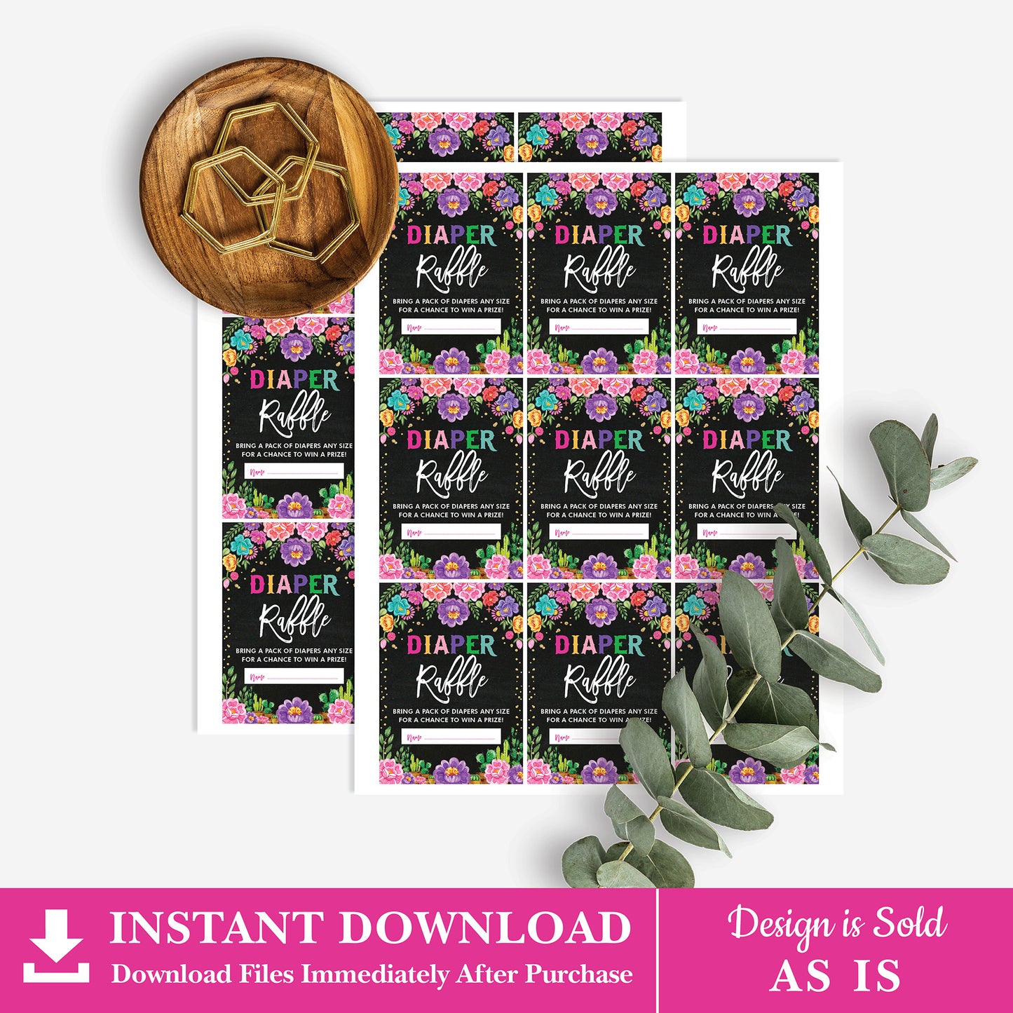 Mexican Fiesta Diaper Raffle Card