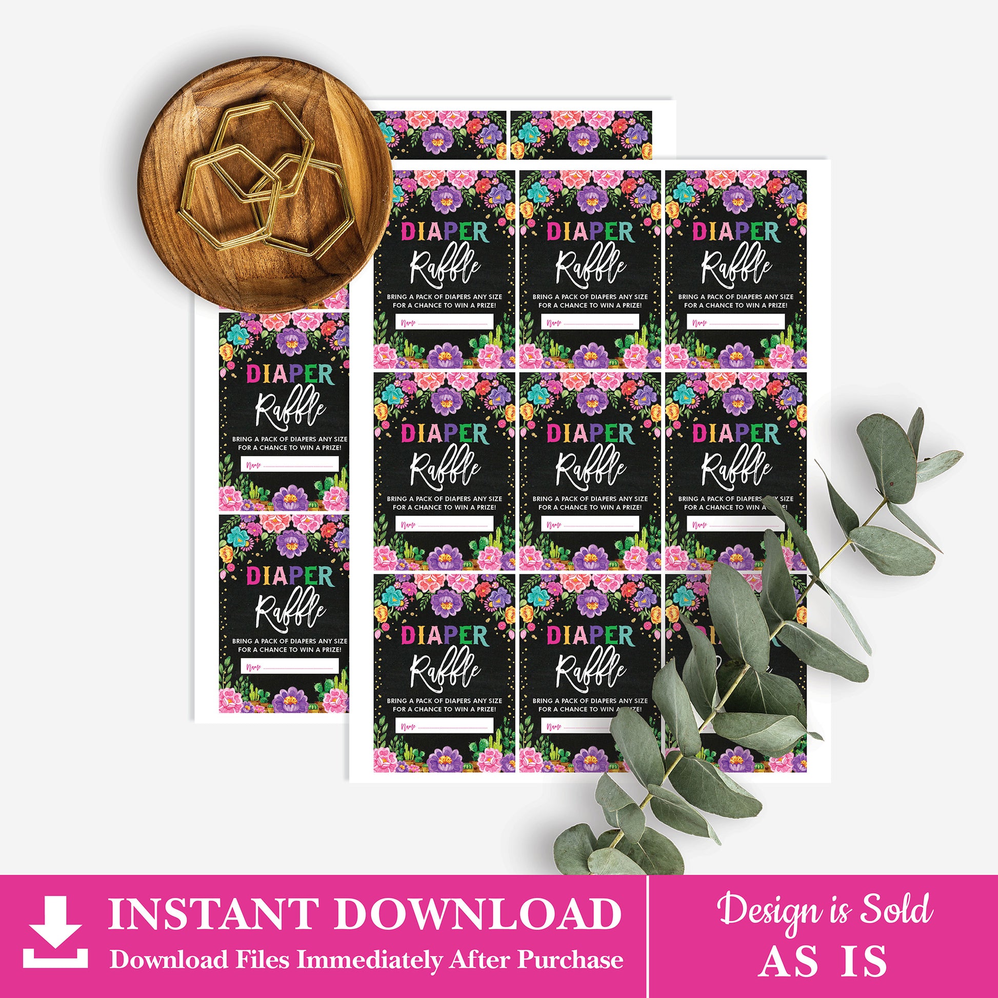 Mexican Fiesta Diaper Raffle Card