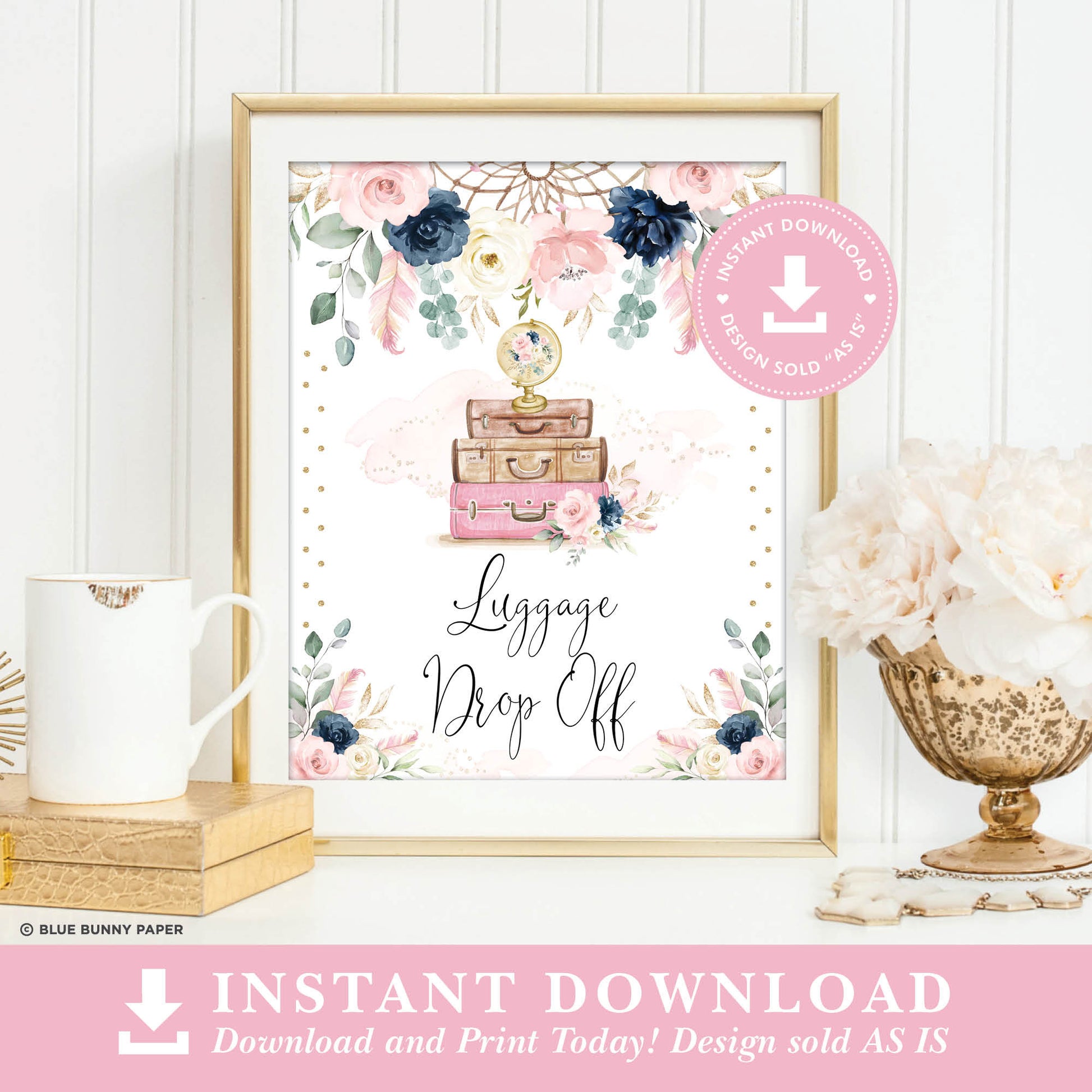 Boho Luggage Drop Off Sign
