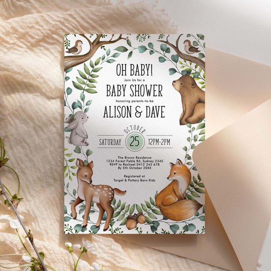 Woodland Baby Shower Invitations