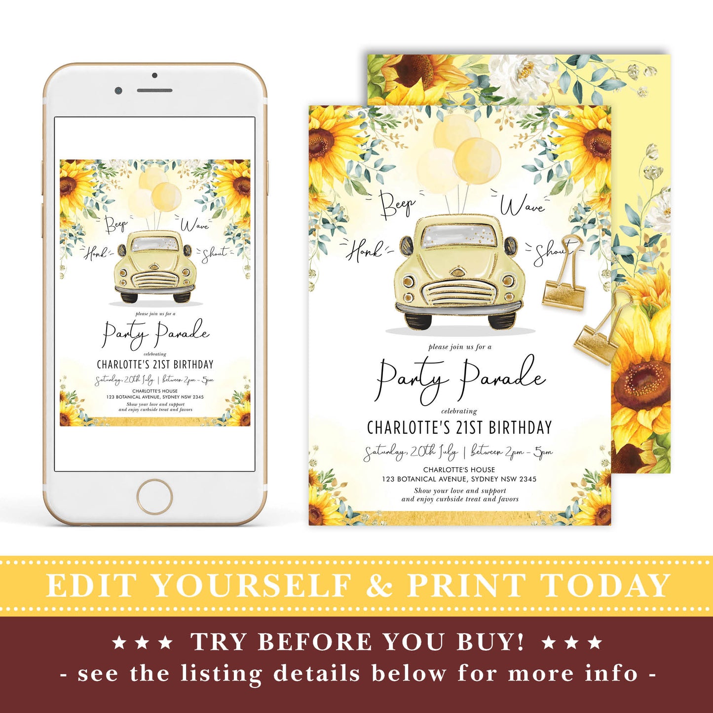 Birthday Party Parade Invite
