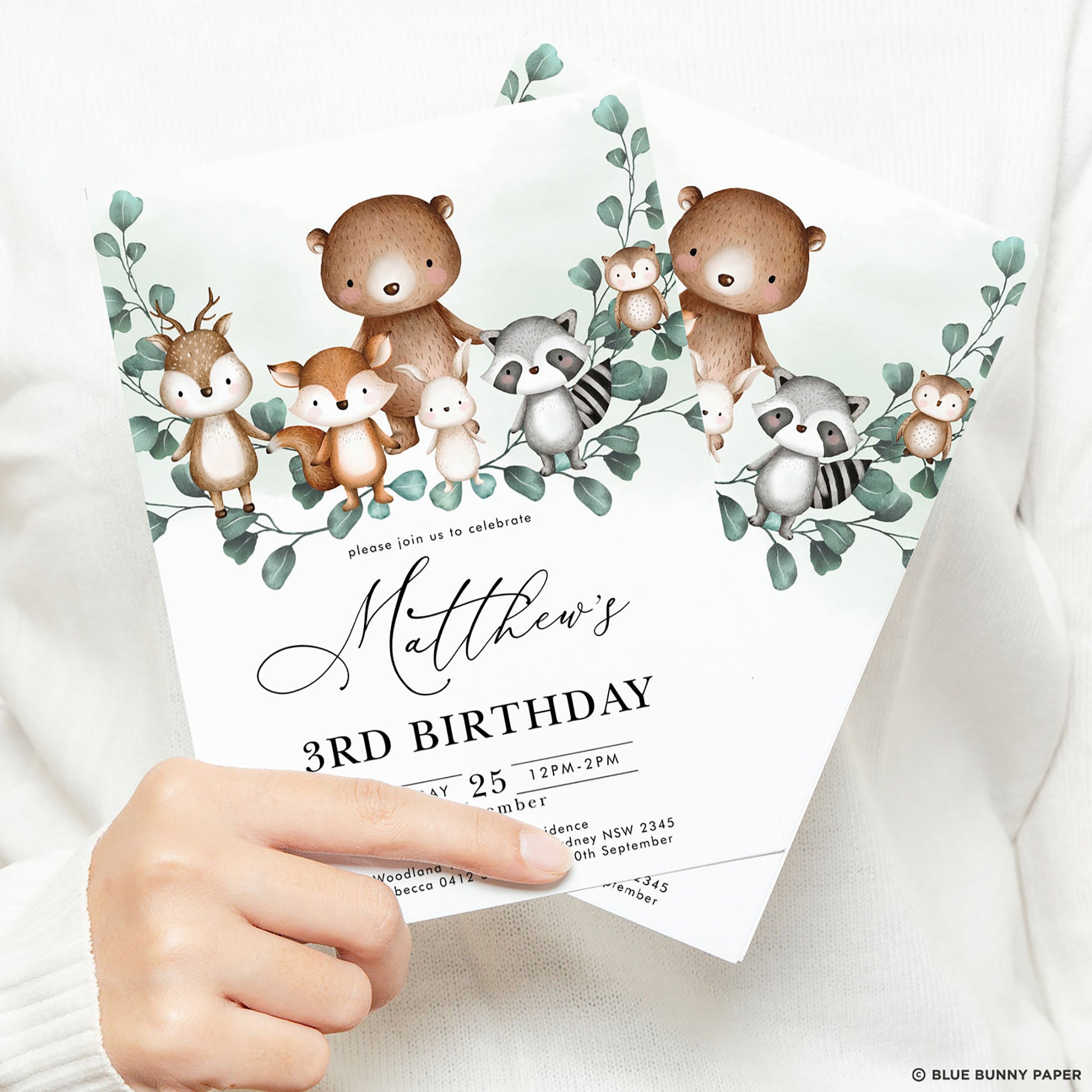 Woodland Animals Birthday Invitation