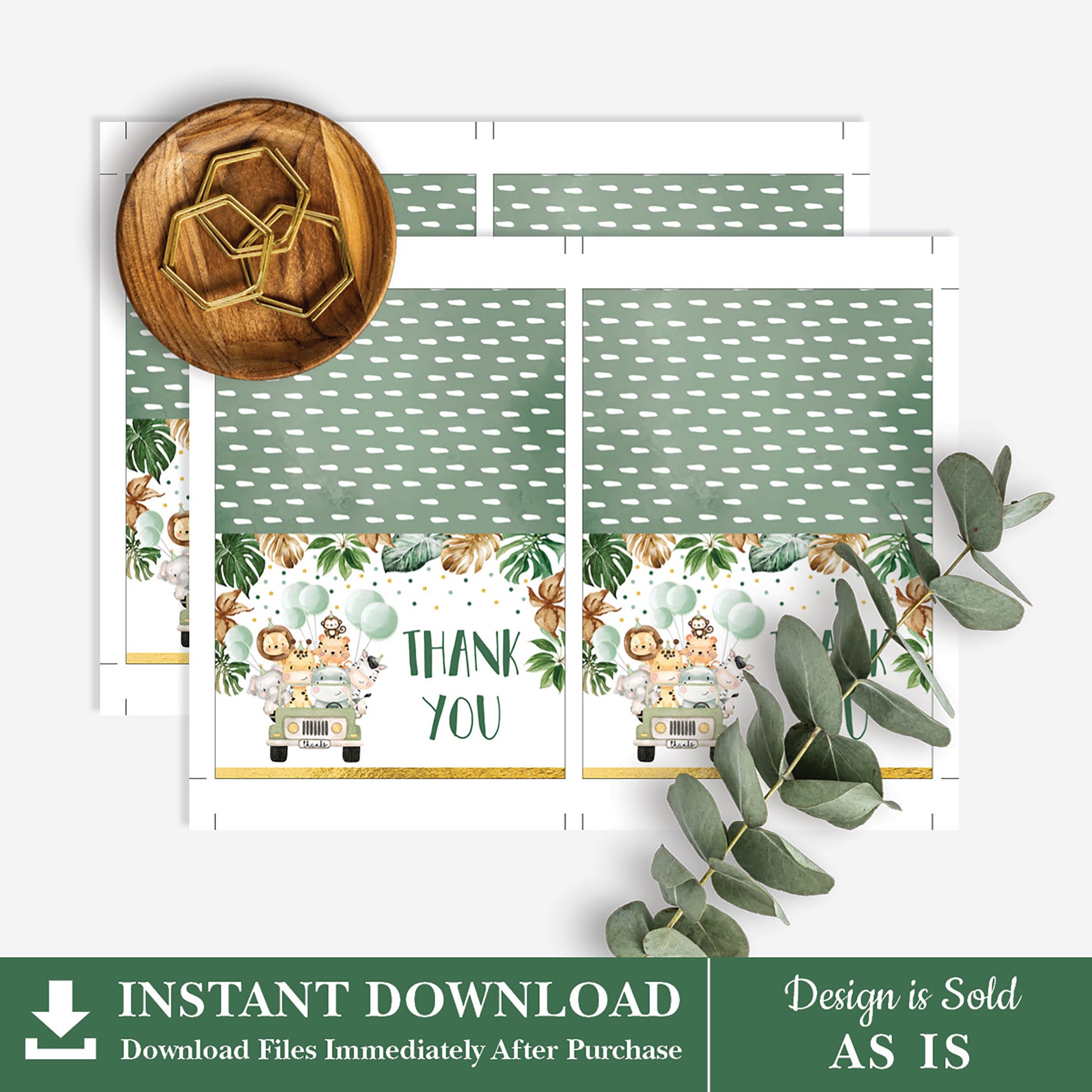 Jungle Animals Thank You Card
