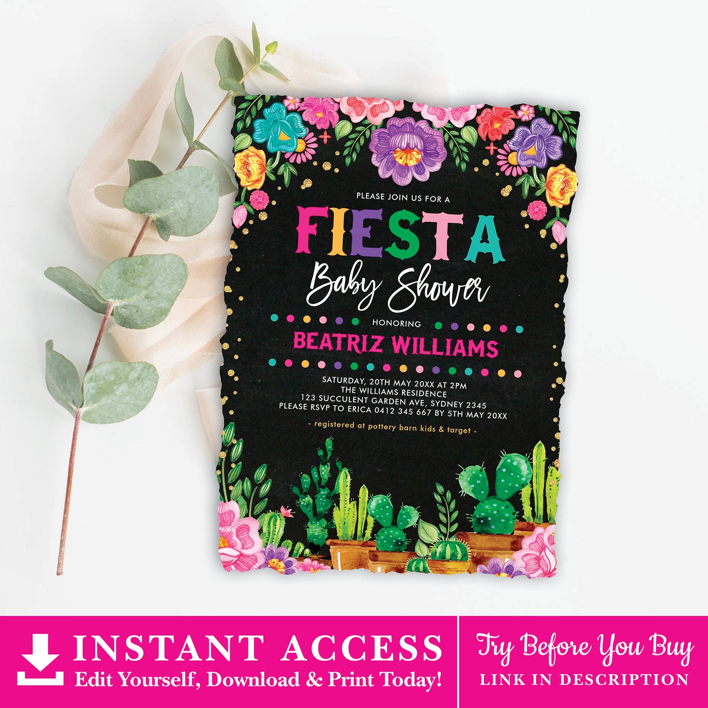 Mexican Fiesta Baby Shower Invite