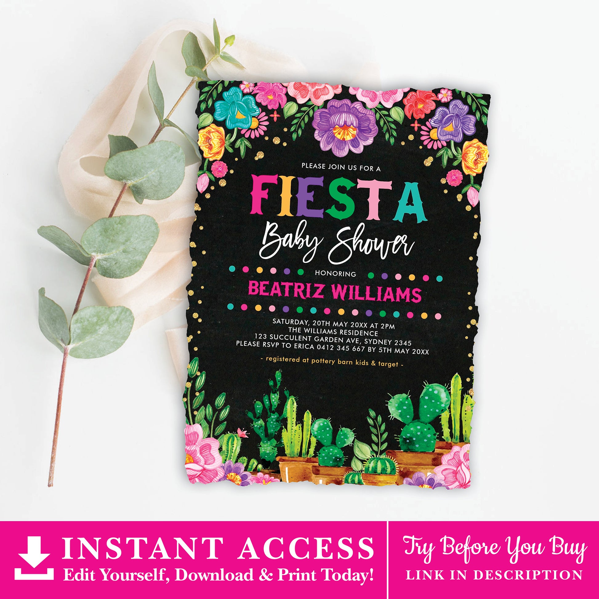 Mexican Fiesta Baby Shower Invite