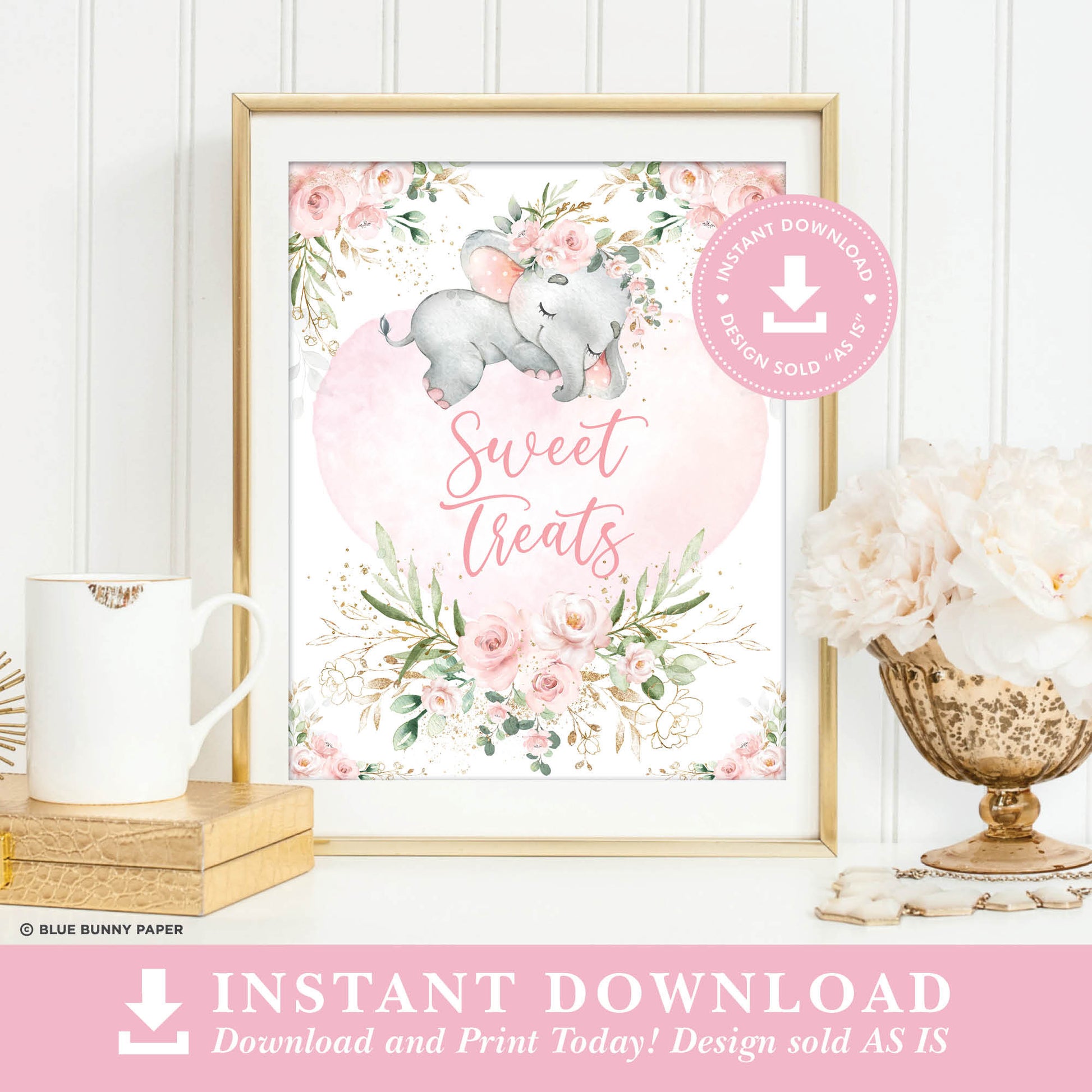 Girl Elephant Sweet Treats Party Sign