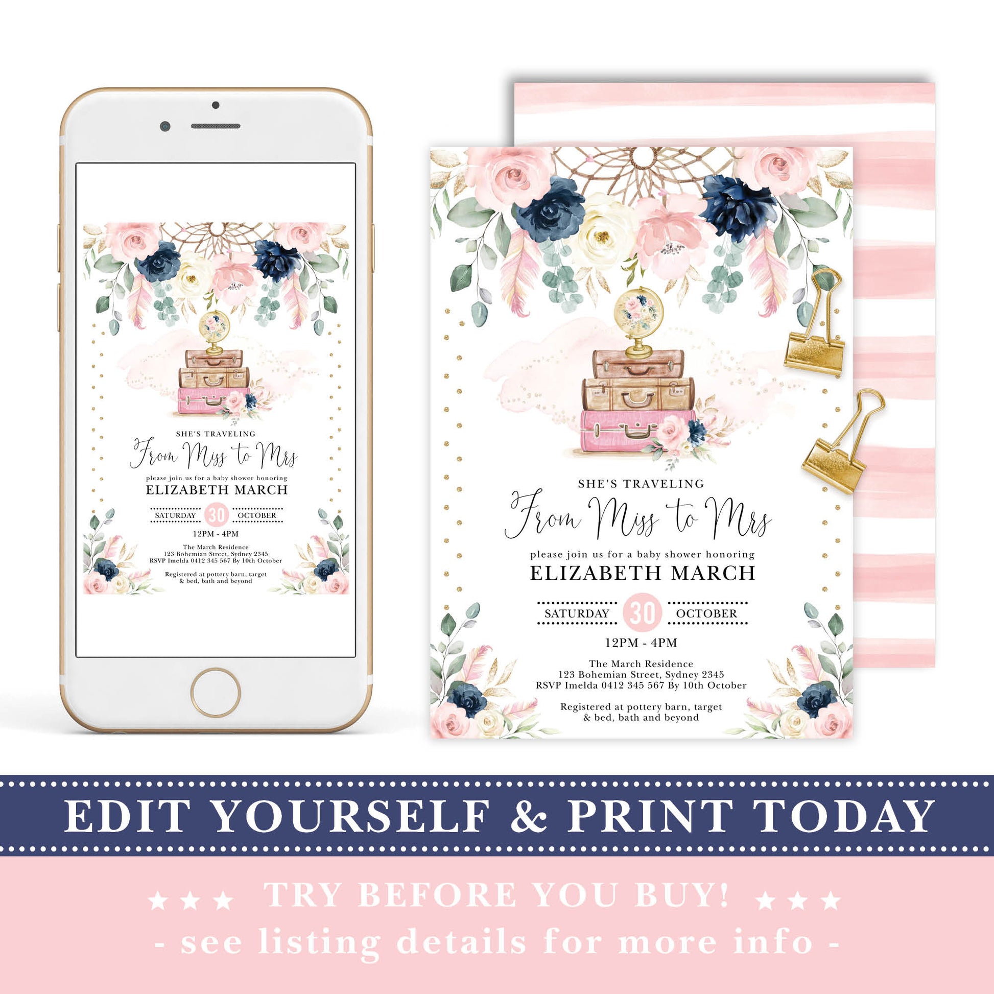 Boho Bridal Shower Invitation