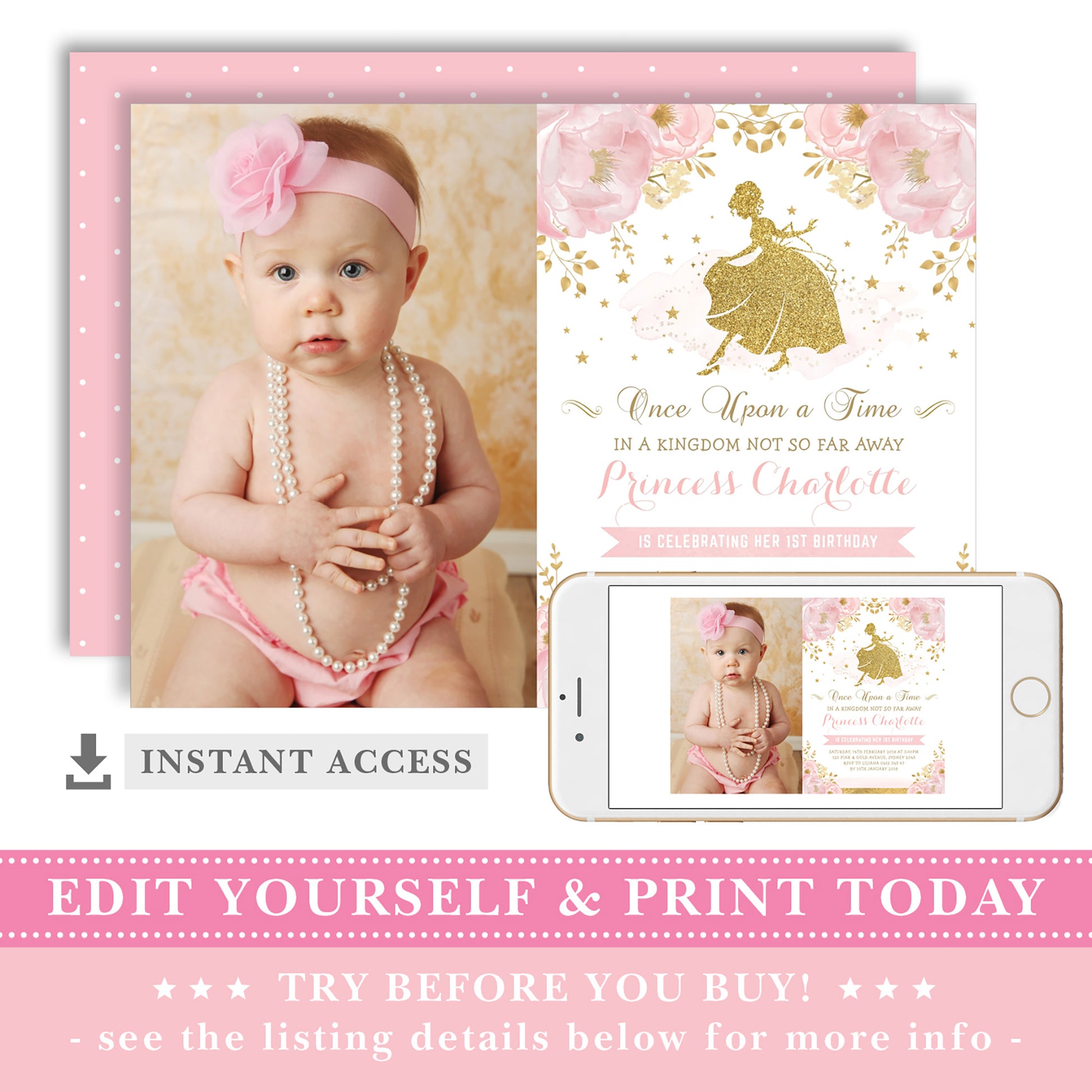 Princess Photo Birthday Invitation