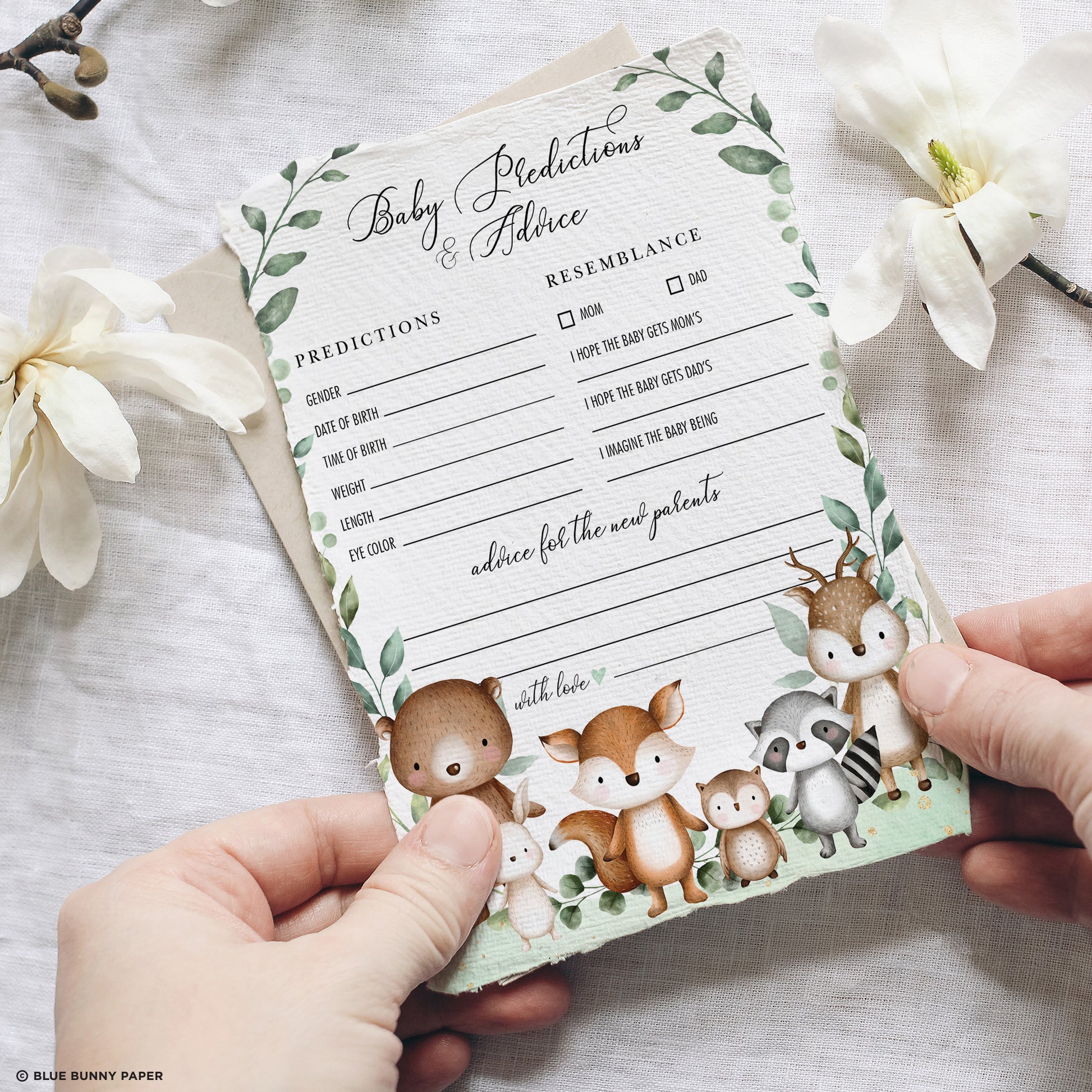 Woodland Baby Shower Predictions & Advice Game