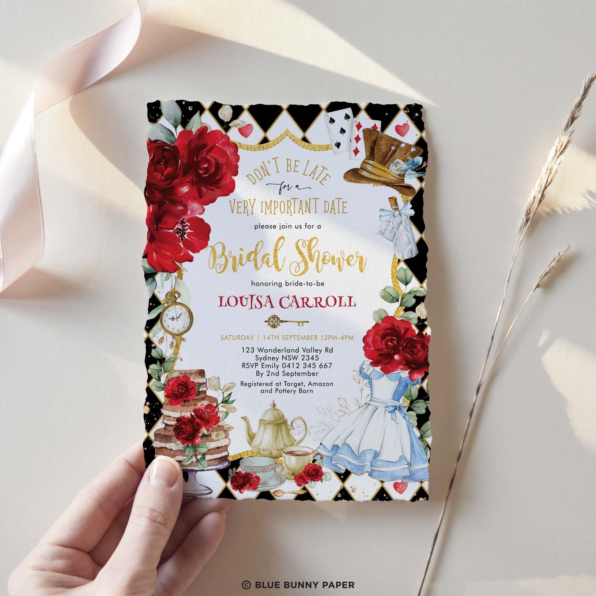 Alice in Wonderland Bridal Shower Invite