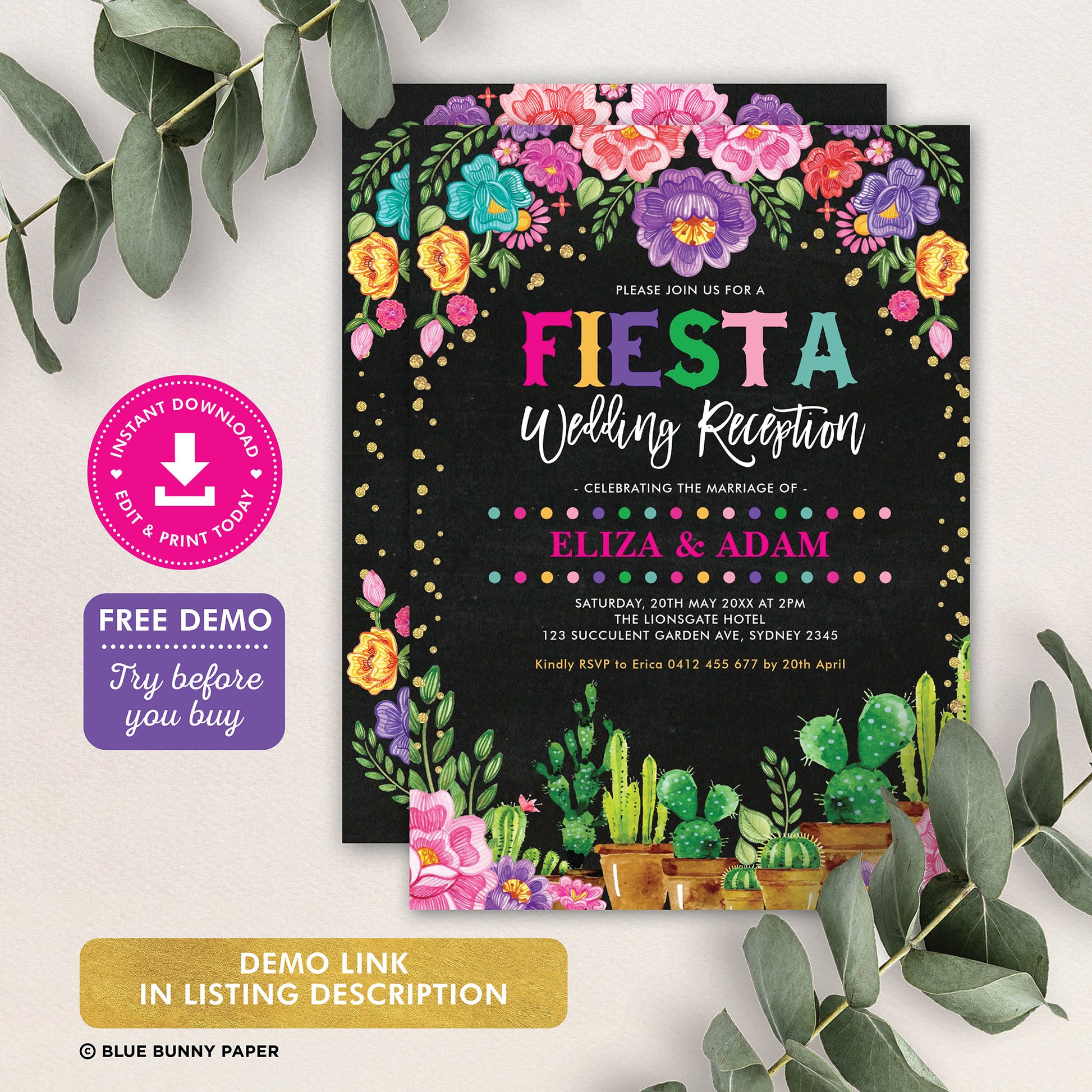 Mexican Fiesta Wedding Reception Invite