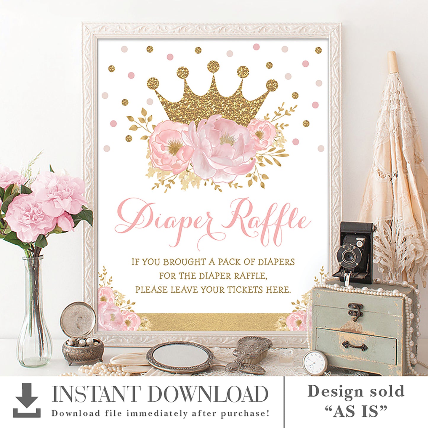 Princess Diaper Raffle Party Sign