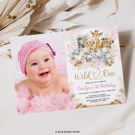 Wild One Birthday Photo Invitation