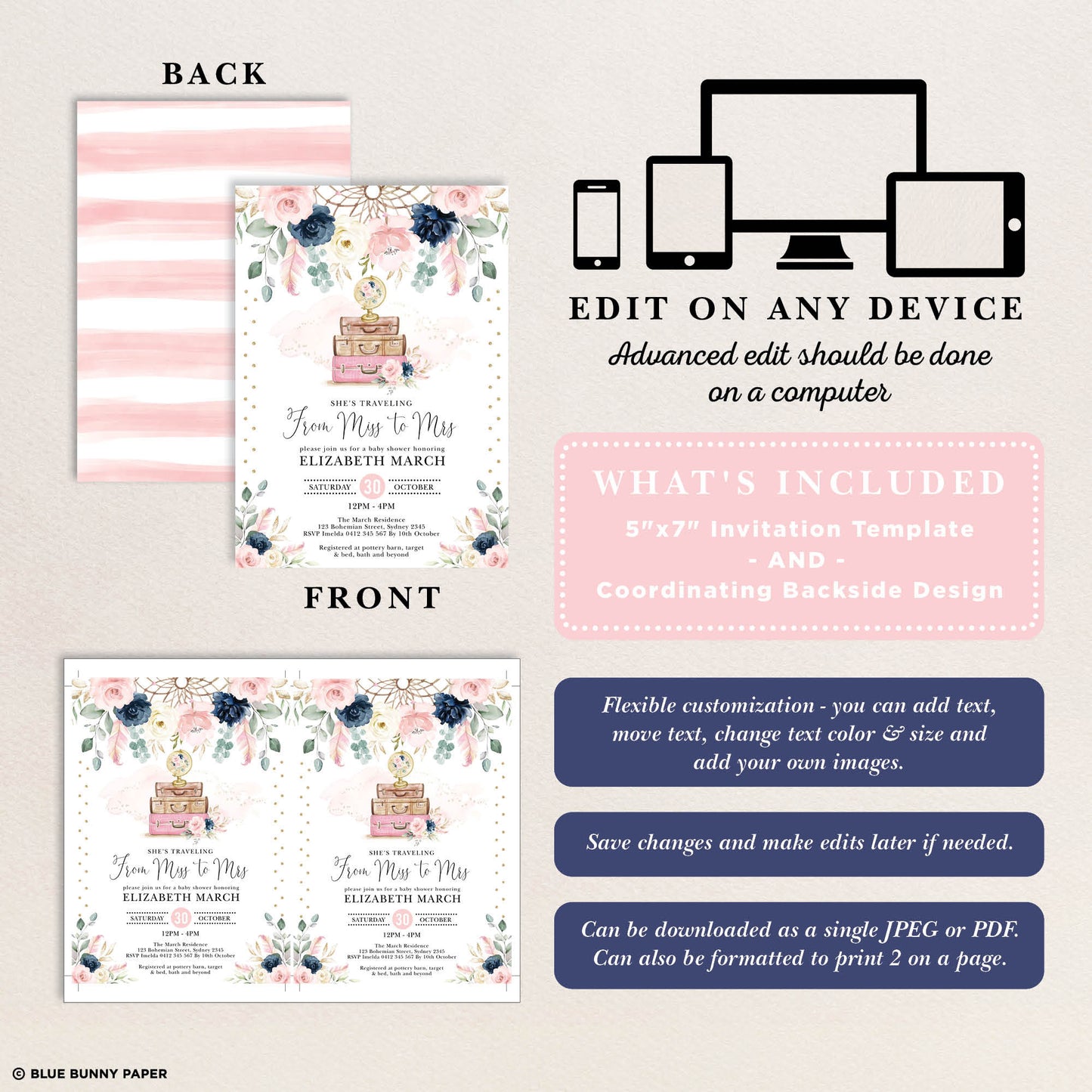Boho Bridal Shower Invitation