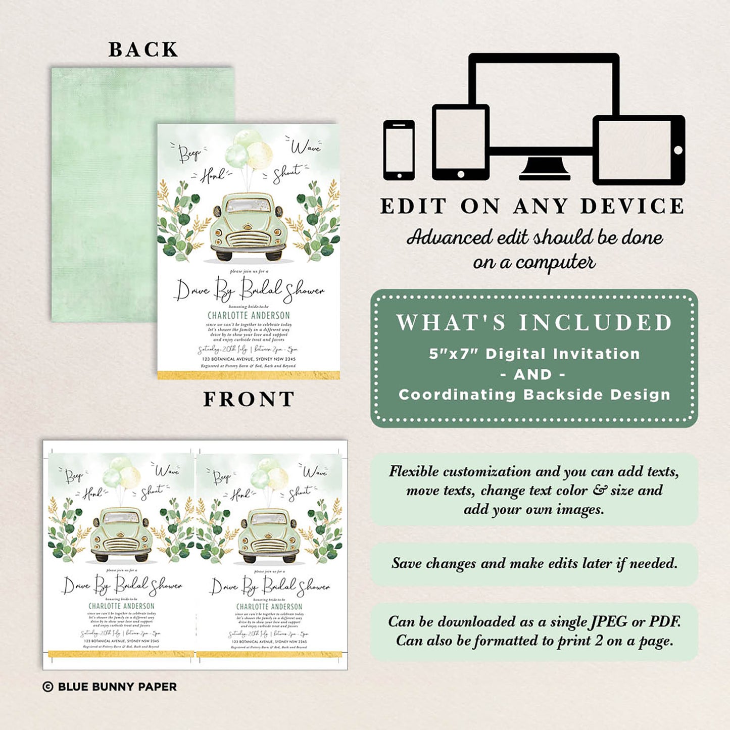 Drive Through Bridal Shower Invite