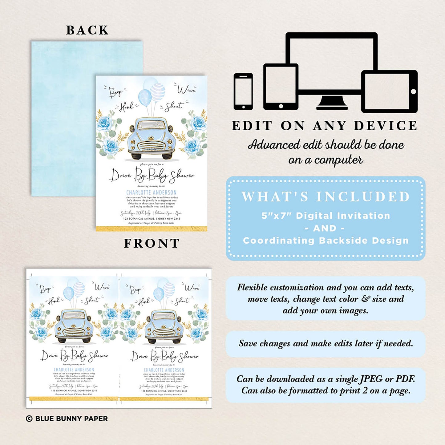 Drive By Baby Shower Invite