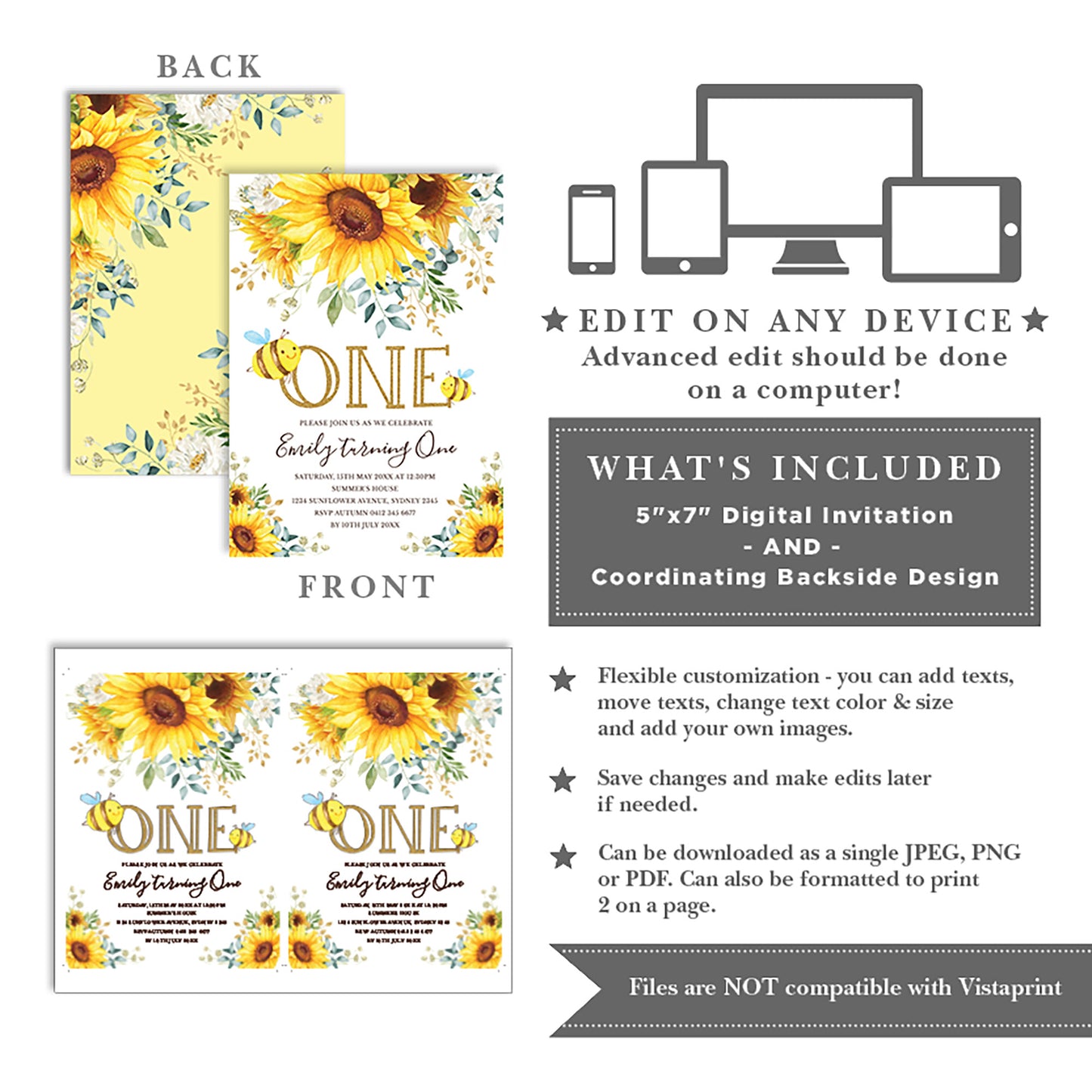 Bumble Bee Birthday Invitation