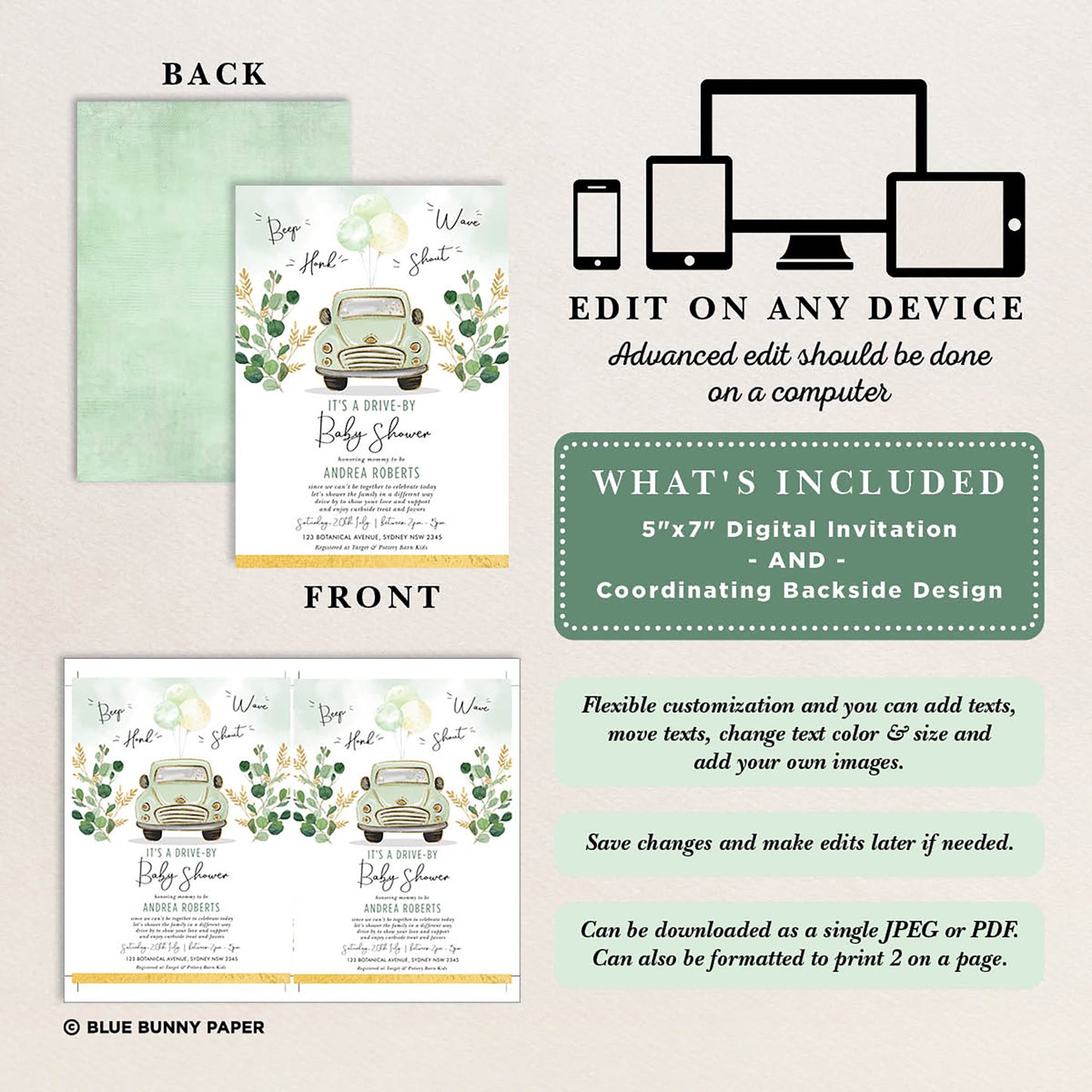Drive By Baby Shower Invite