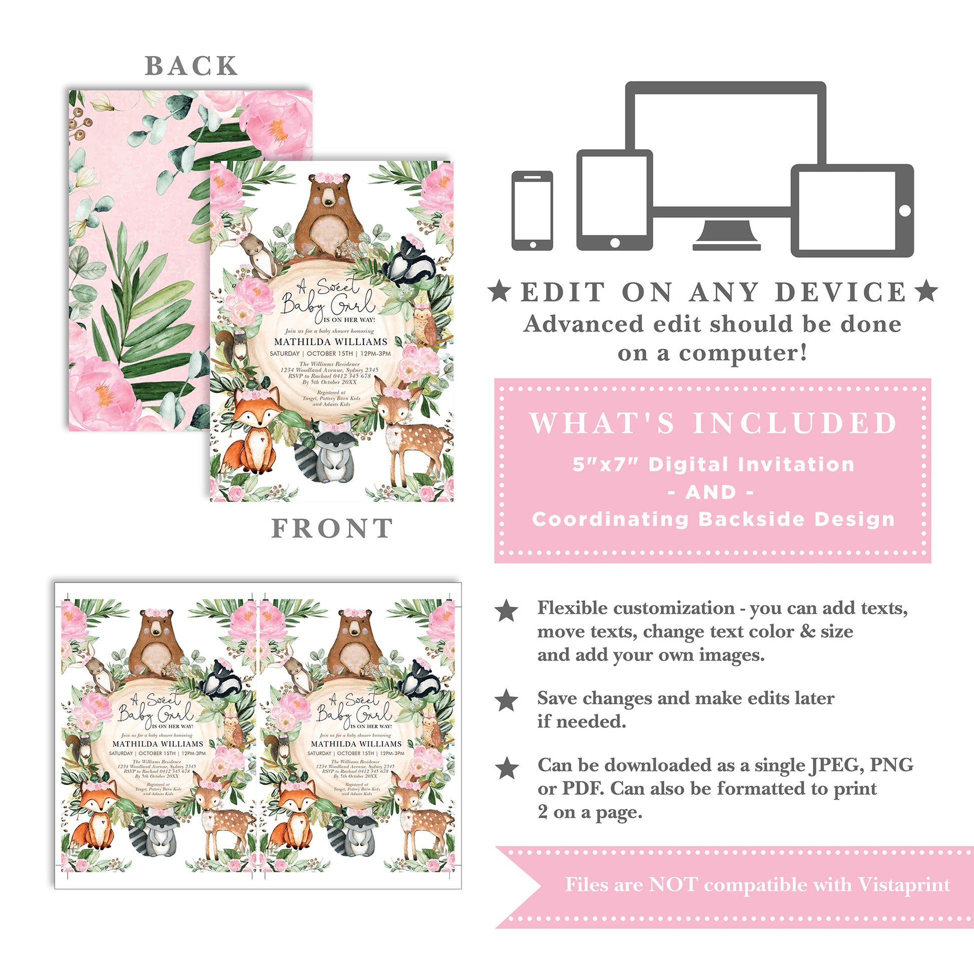 Girl Baby Shower Invitation Template
