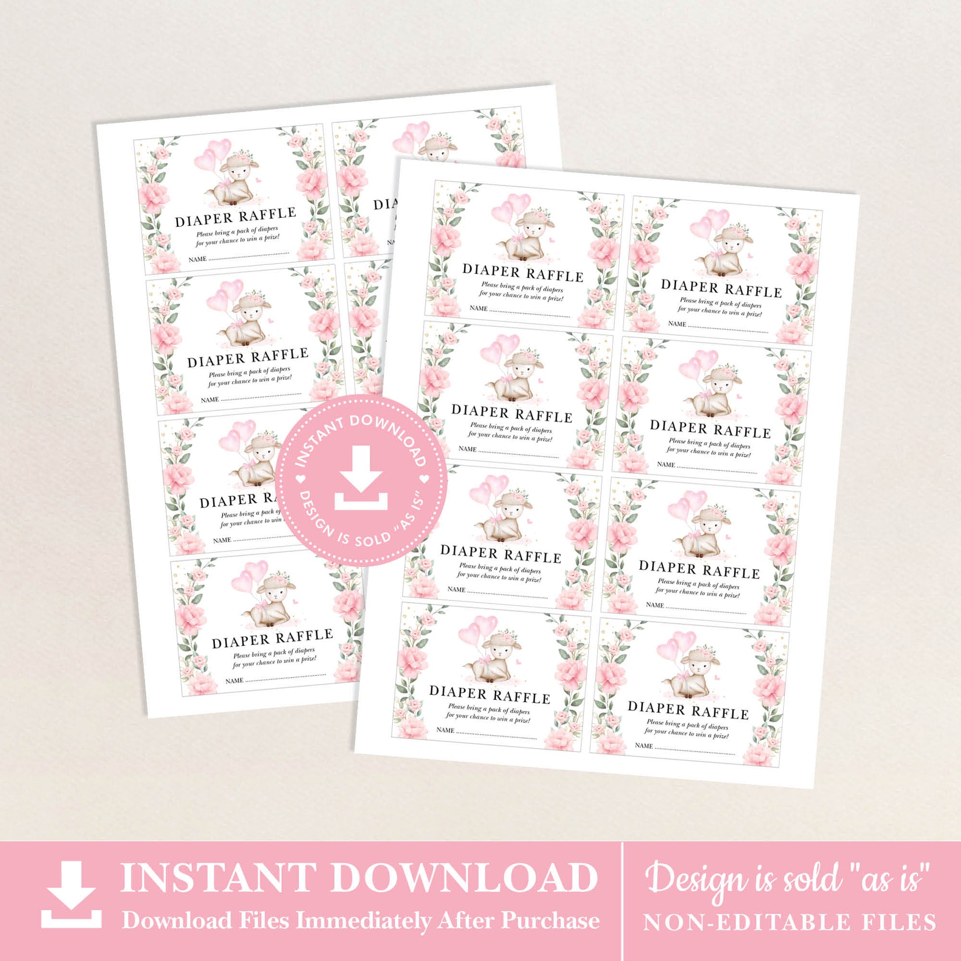 Lamb Diaper Raffle Card