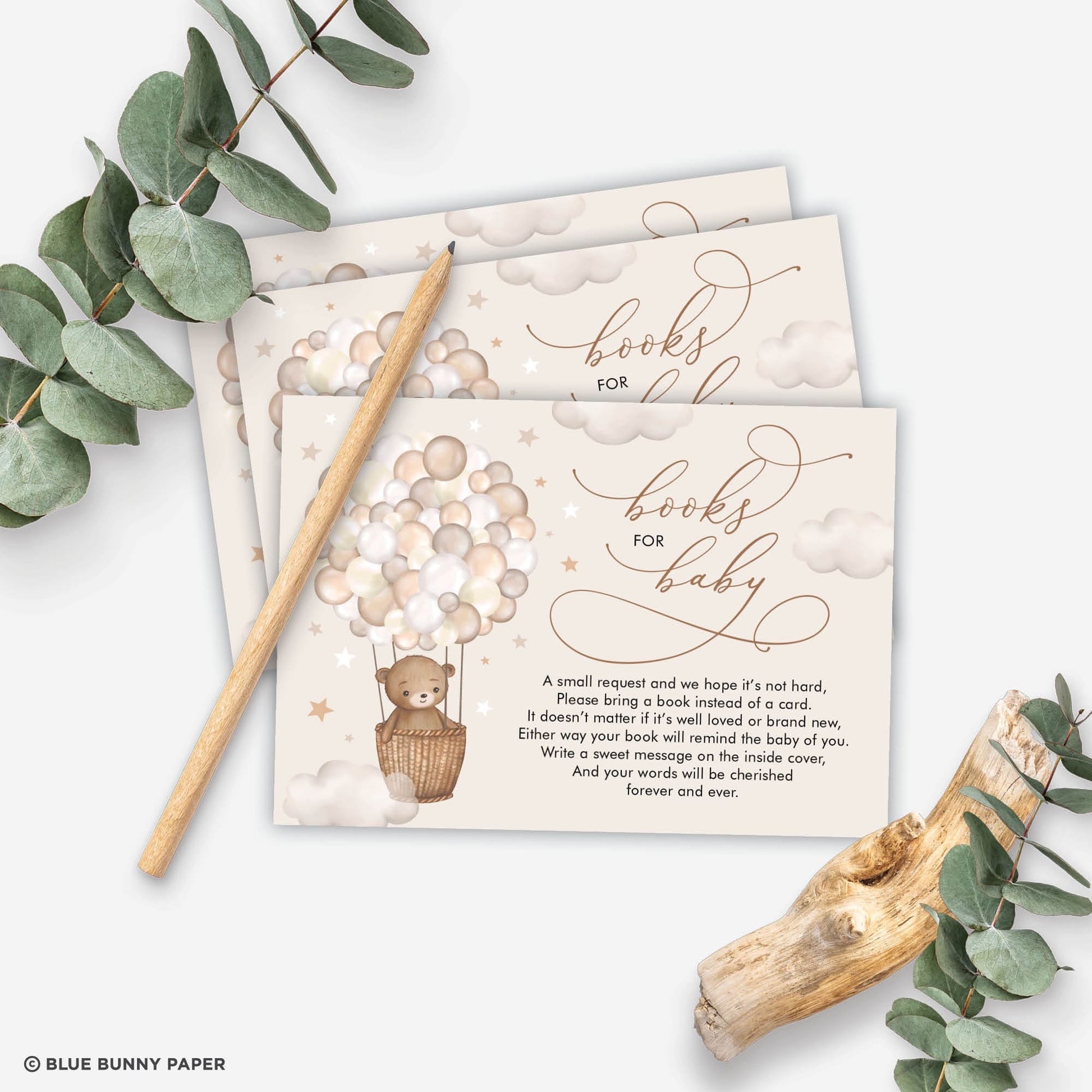 Teddy Bear Baby Shower Book Request Card