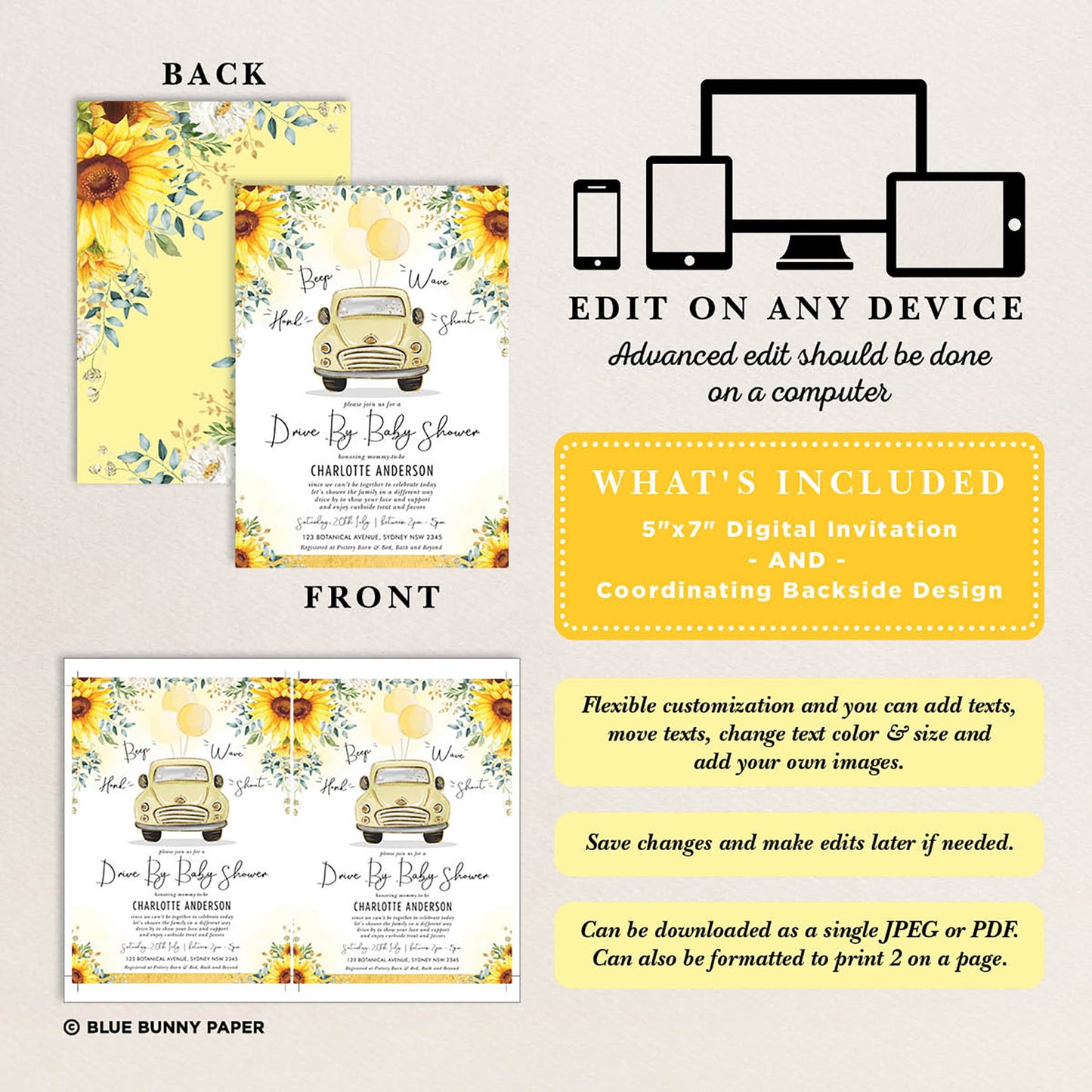 Drive By Baby Shower Invite