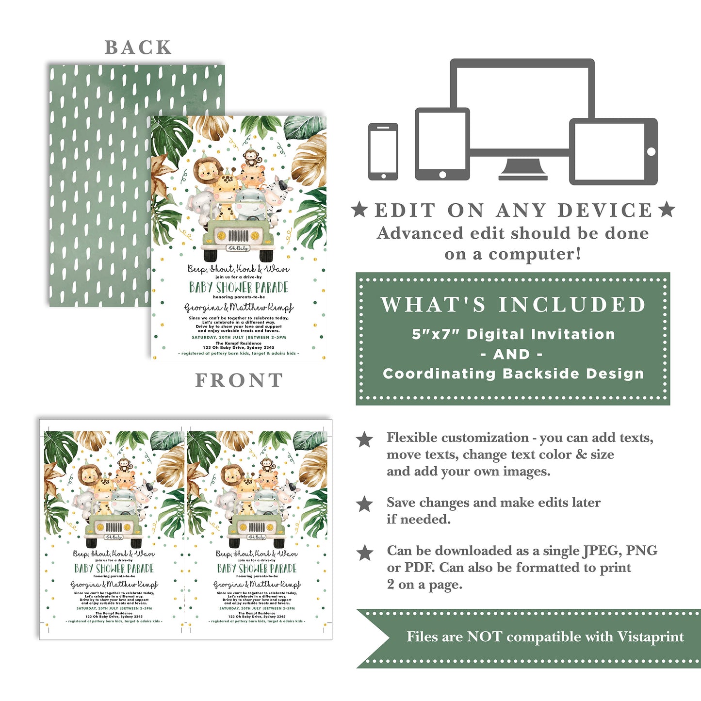 Jungle Drive By Baby Shower Invitation