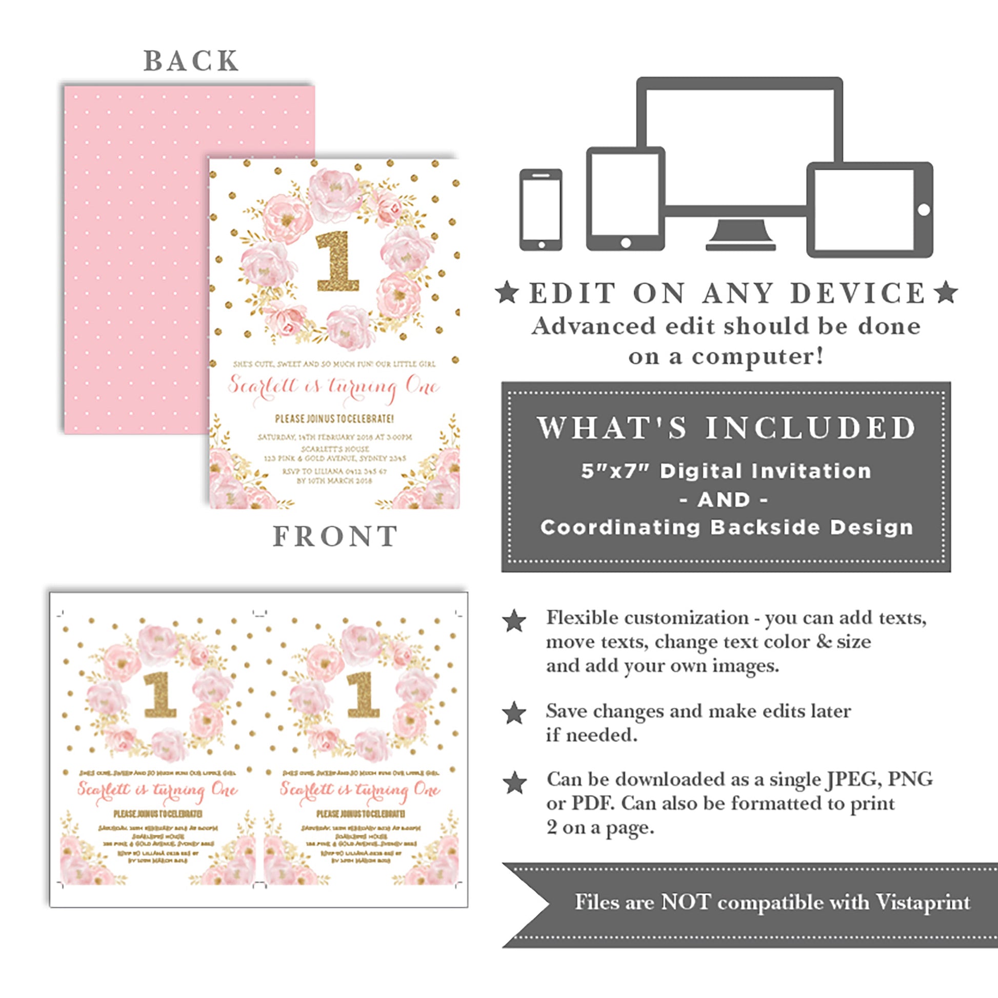 Princess First Birthday Invitation