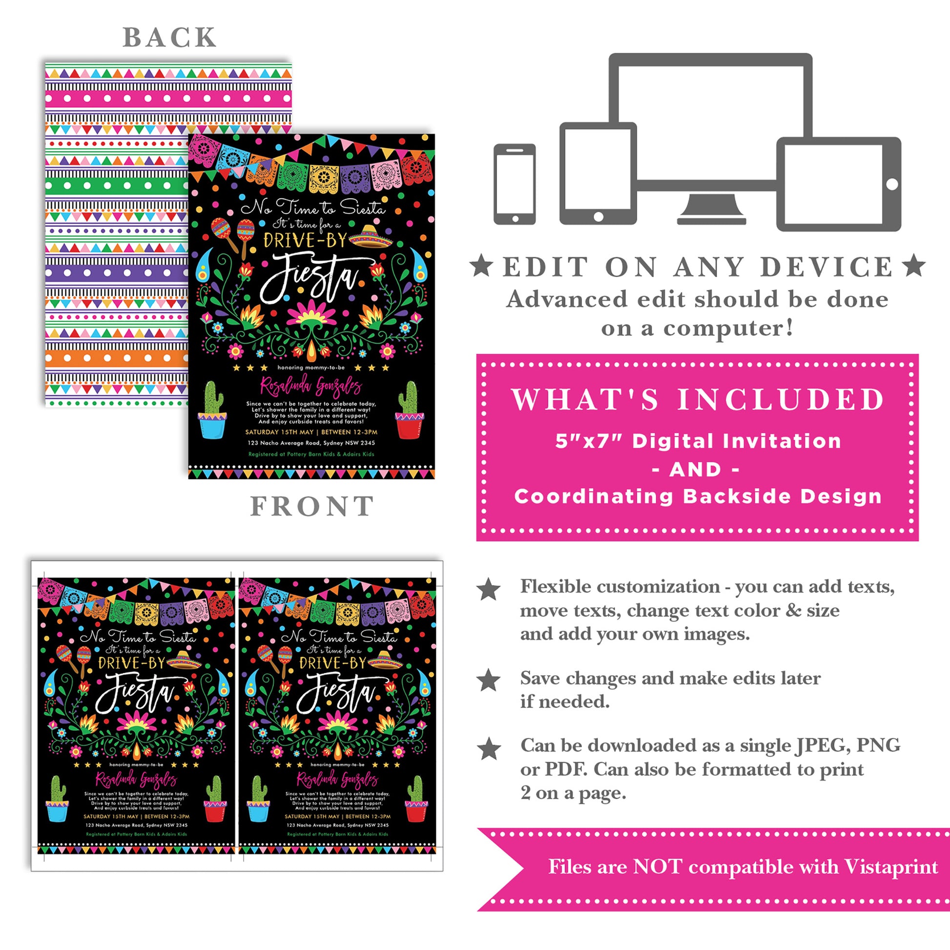 Mexican Fiesta Drive by Baby Shower Invitation
