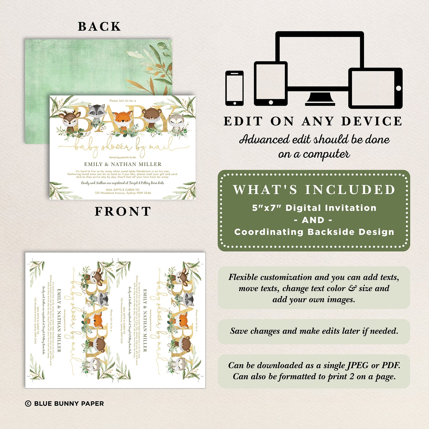Woodland Baby Shower by Mail Invite