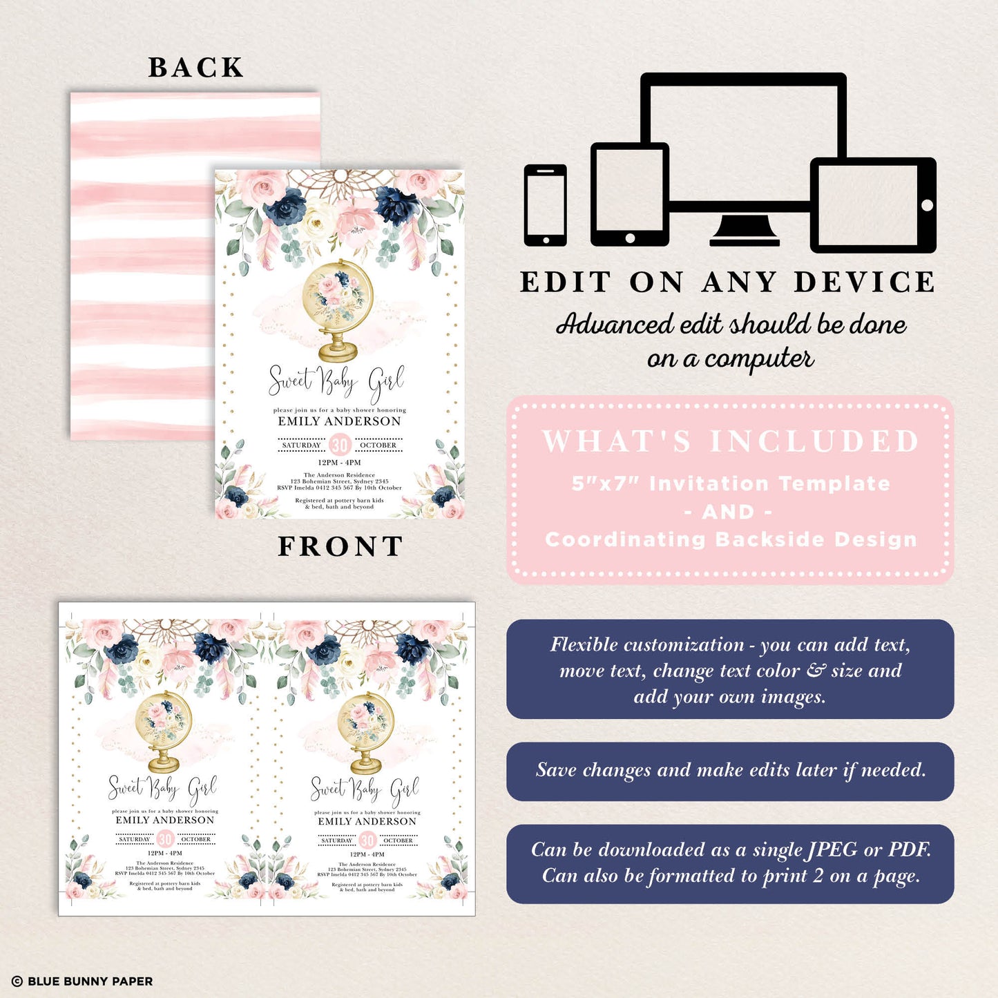 Boho Baby Shower Invitation