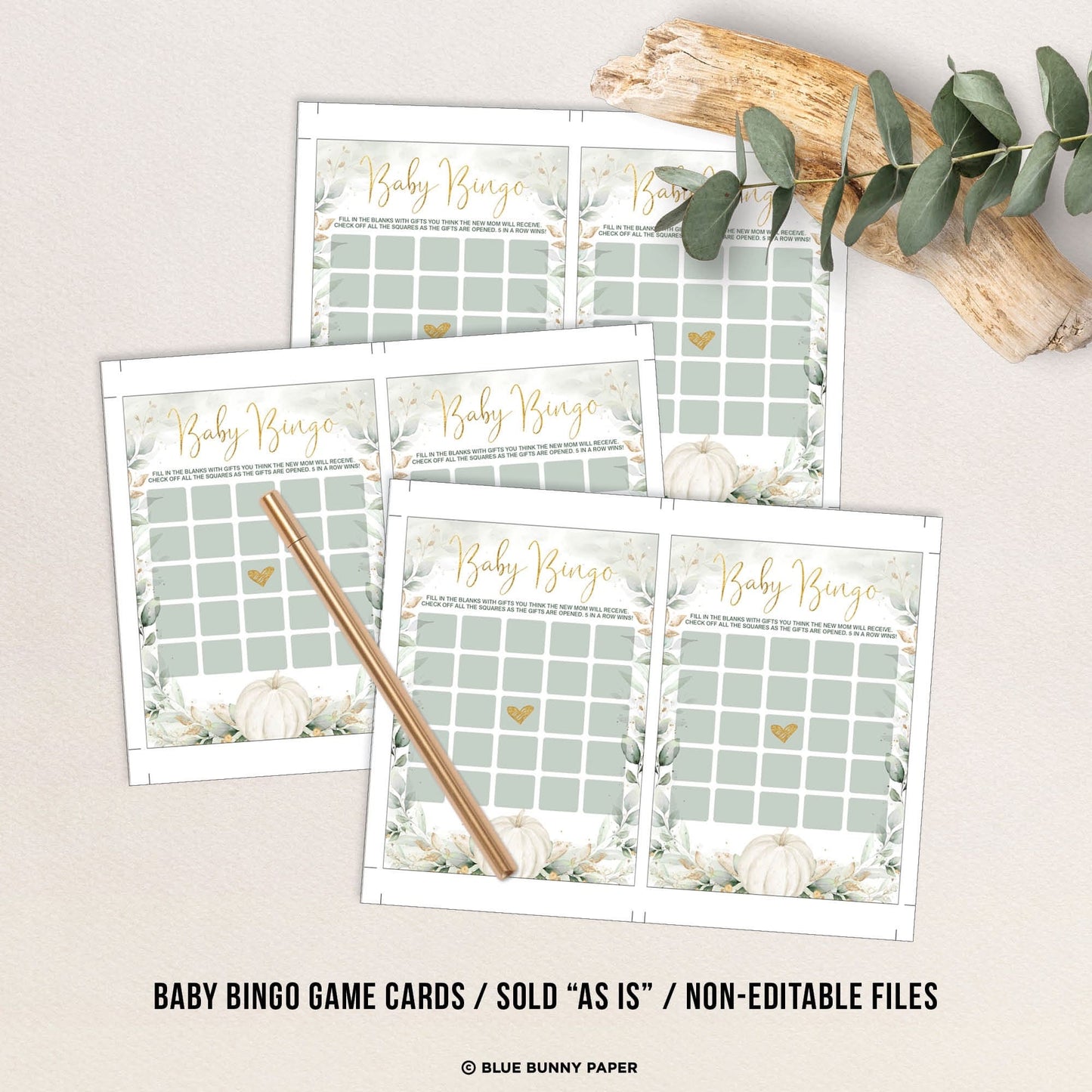 Pumpkin Baby Shower Bingo Game