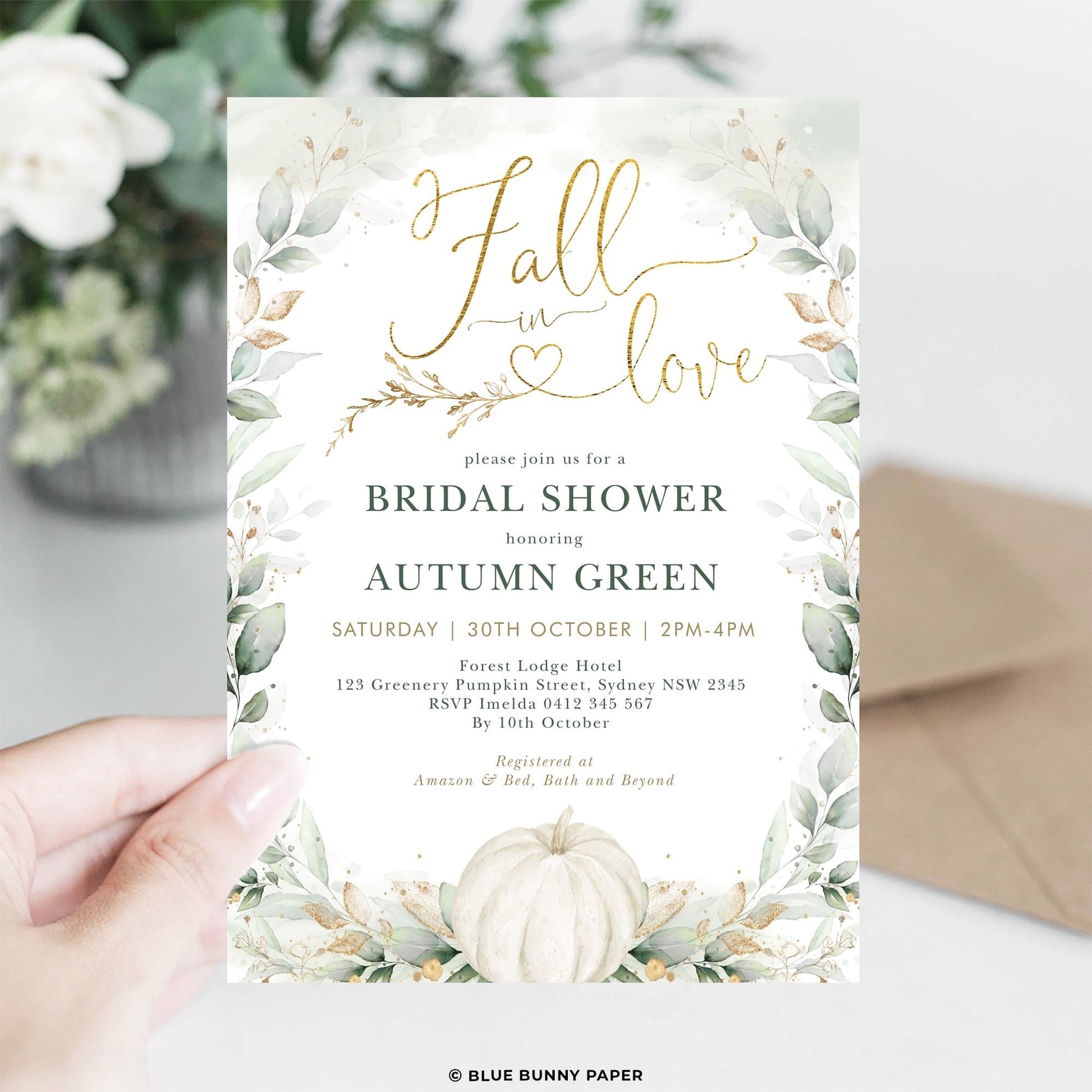 Pumpkin Fall In Love Bridal Shower Invitation